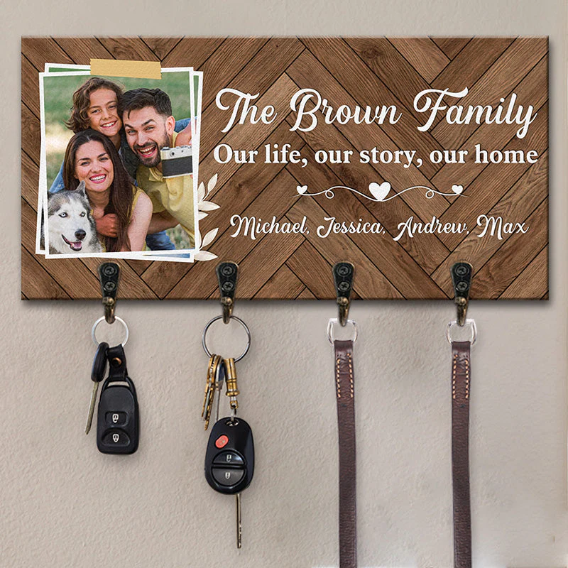 Custom Photo Our Life, Our Story, Our Home - Family Personalized Custom Home Decor Key Hanger, Key Holder - House Warming Gift For Family Members - Image 2