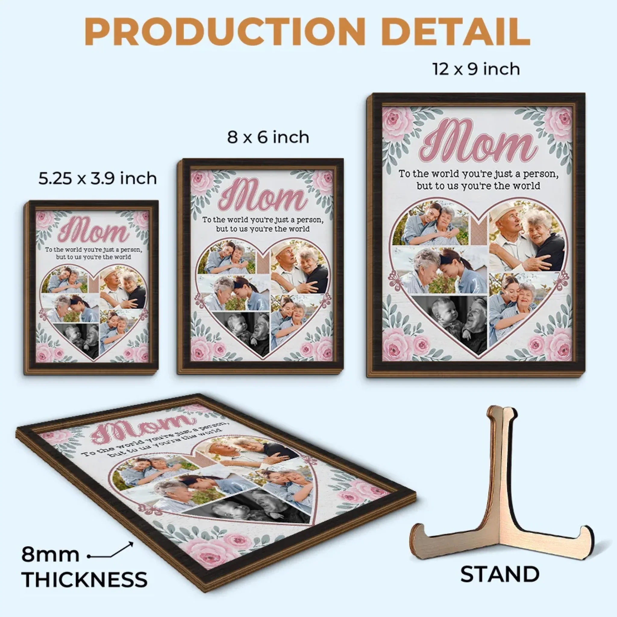 Custom Photo Our Love For You Knows No Bounds
 - Family Personalized Custom 2-Layered Wooden Plaque With Stand - Gift For Mom, Daughter - Image 6