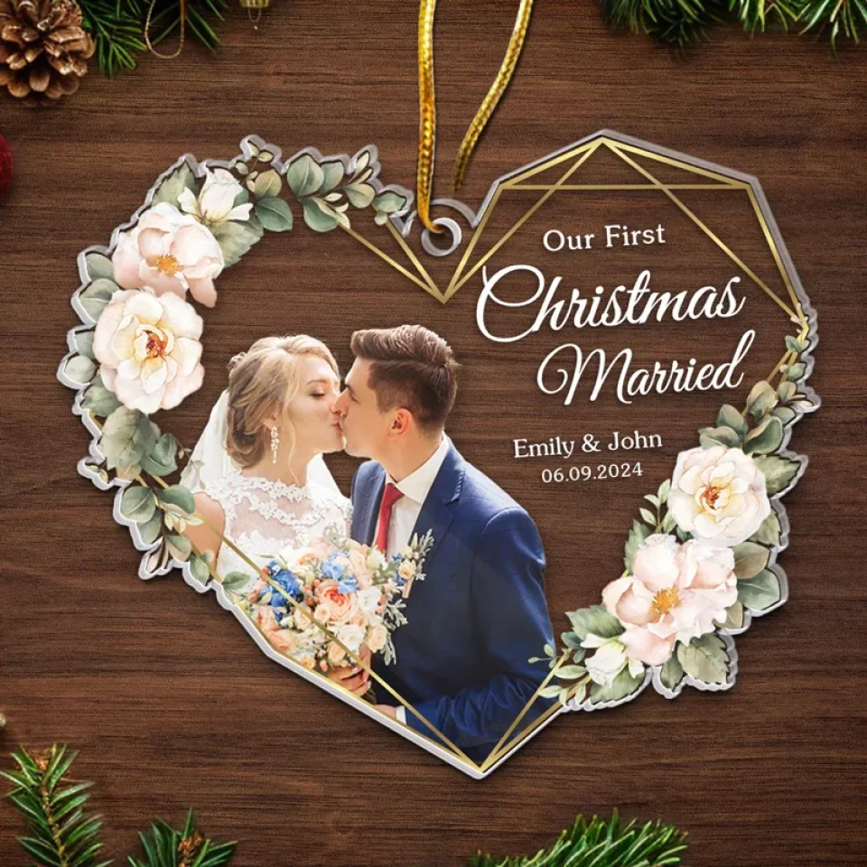 Custom Photo Our Love Makes This First Christmas Unforgettable - Couple Personalized Custom Ornament - Acrylic Custom Shaped - Christmas Gift For Husband Wife, Anniversary, First Christmas - Image 5