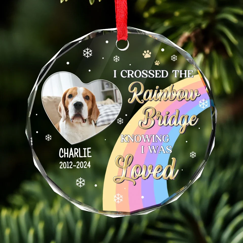 Custom Photo Our Time Together Was A Gift I Cherish - Memorial Personalized Custom Circle Glass Ornament - Sympathy Gift, Christmas Gift For Pet Owners, Pet Lovers - Image 3