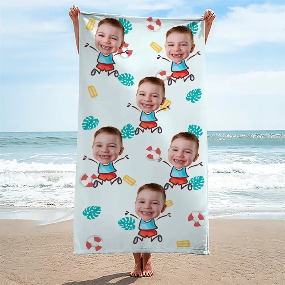 Custom Photo Pack Your Bags With Snacks And Smiles- Family Personalized Custom Beach Towel - Summer Vacation Gift For Family Members - Image 3