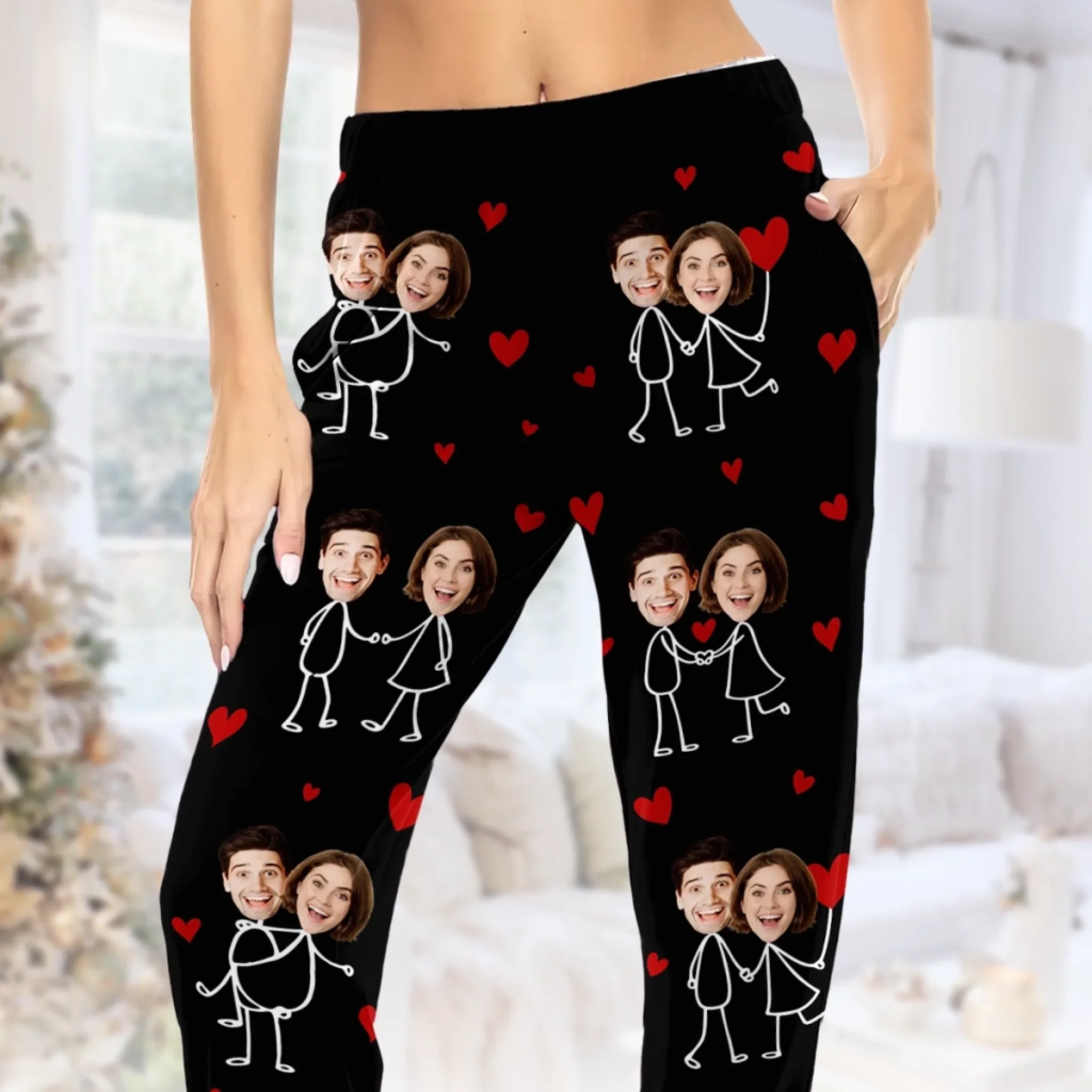 Custom Photo Pajama Pants - Personalized Anniversary Wedding Gifts For Husband And Wife, Him And Her - Together Feels Warm And Right - Image 3