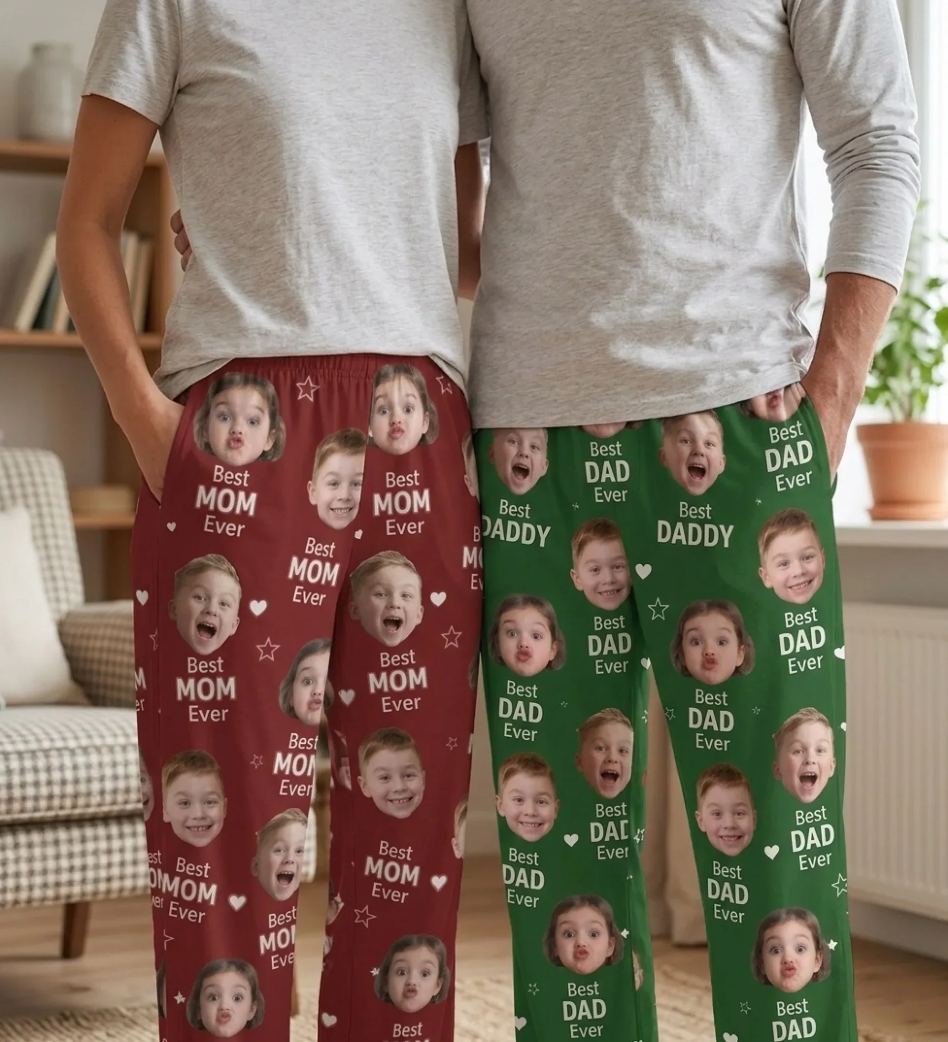Custom Photo Pajama Pants - Personalized Mother's Day, Father's Day Gifts For Mom, Grandma, Dad, Grandpa - Family Love Never Sleeps Ever - Image 2