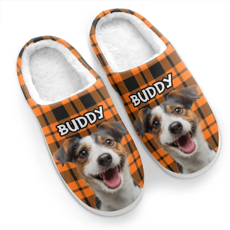 Custom Photo Paw-some Halloween - Dog & Cat Personalized Custom Fluffy Slippers - Halloween Gift For Pet Owners, Pet Lovers - Image 4