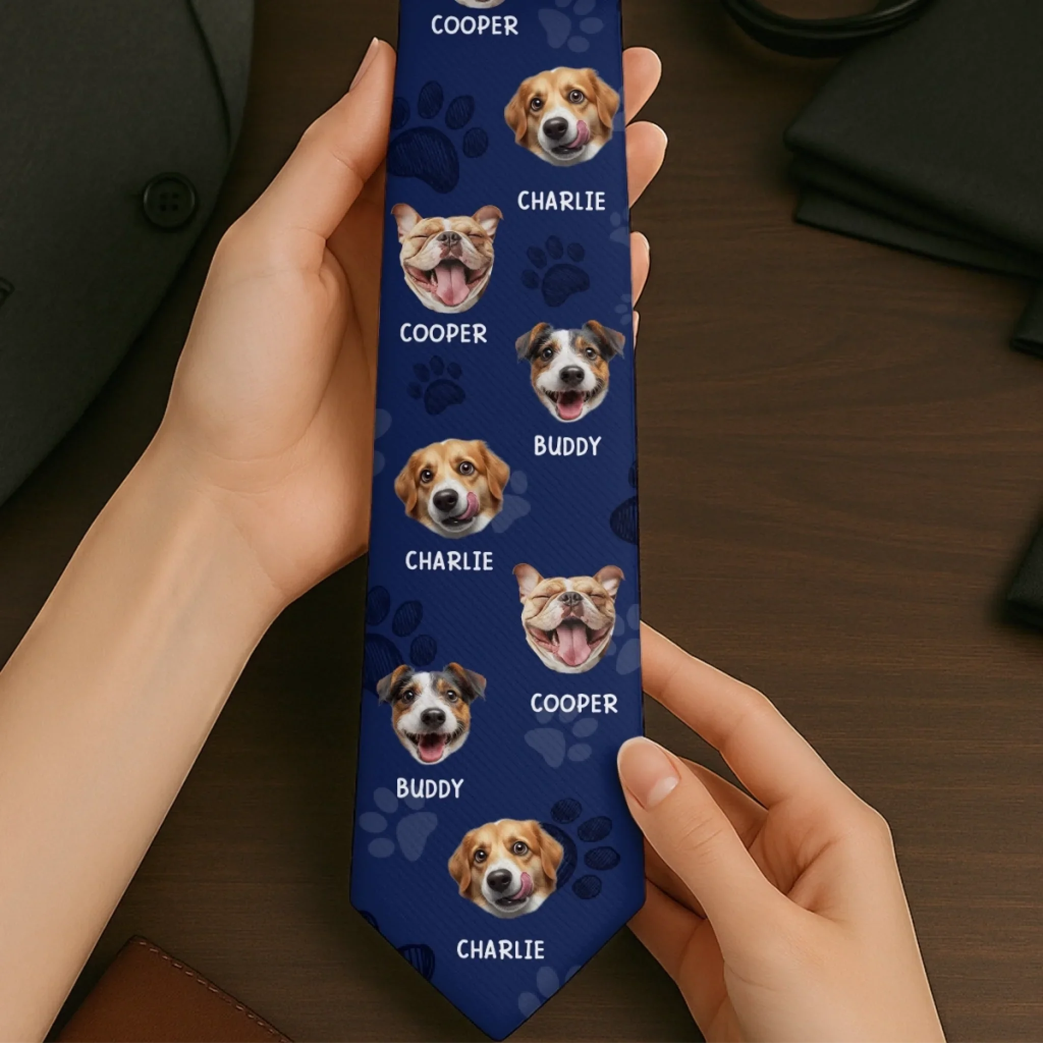 Custom Photo Paws-itively The Best Tie Ever - Dog & Cat Personalized Custom Tie - Father's Day, Gift For Dad, Pet Owners, Pet Lovers - Image 3