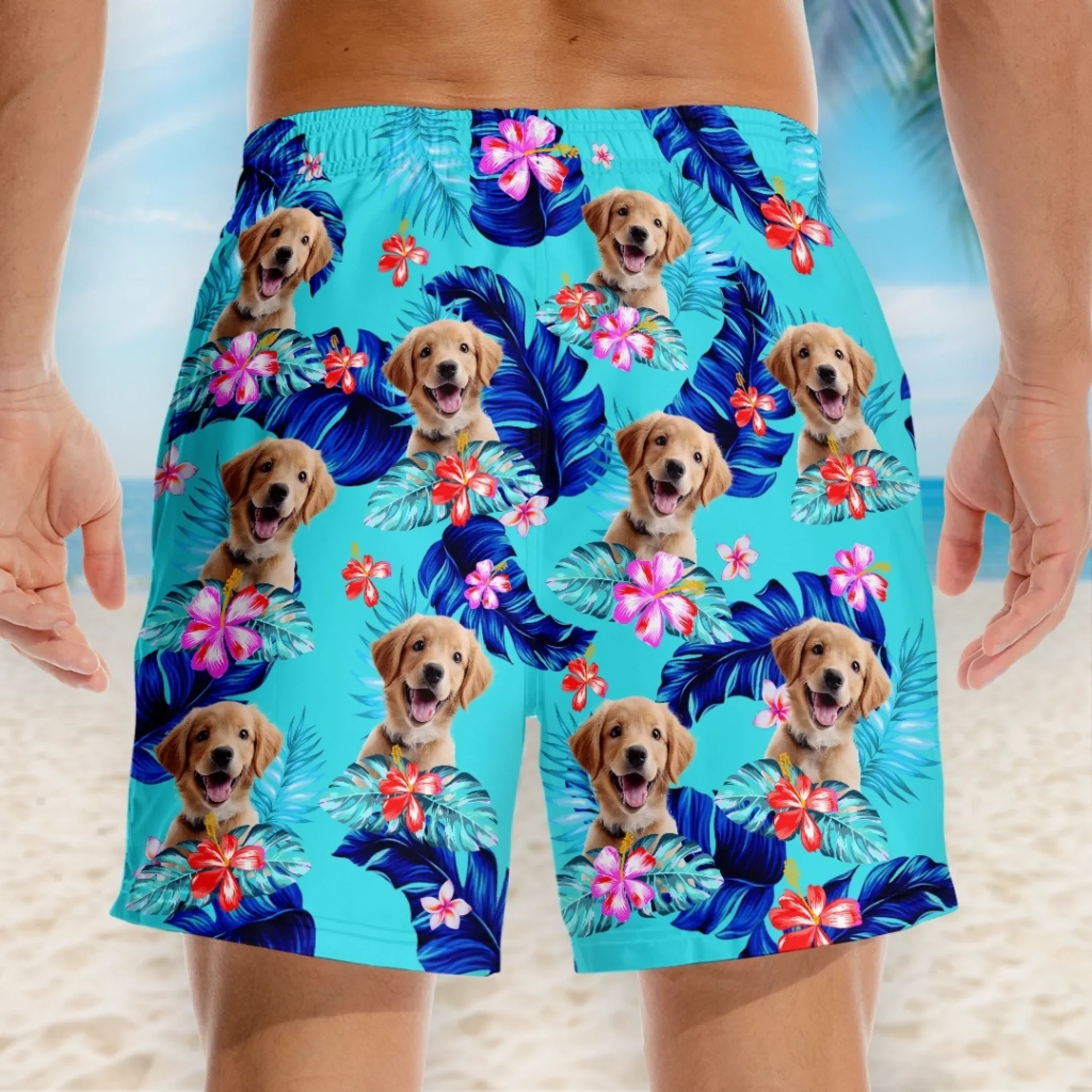 Custom Photo Paws Out, Sun's Out - Dog & Cat Personalized Custom Tropical Hawaiian Aloha Men Beach Shorts - Summer Vacation Gift For Pet Owners, Pet Lovers - Image 3