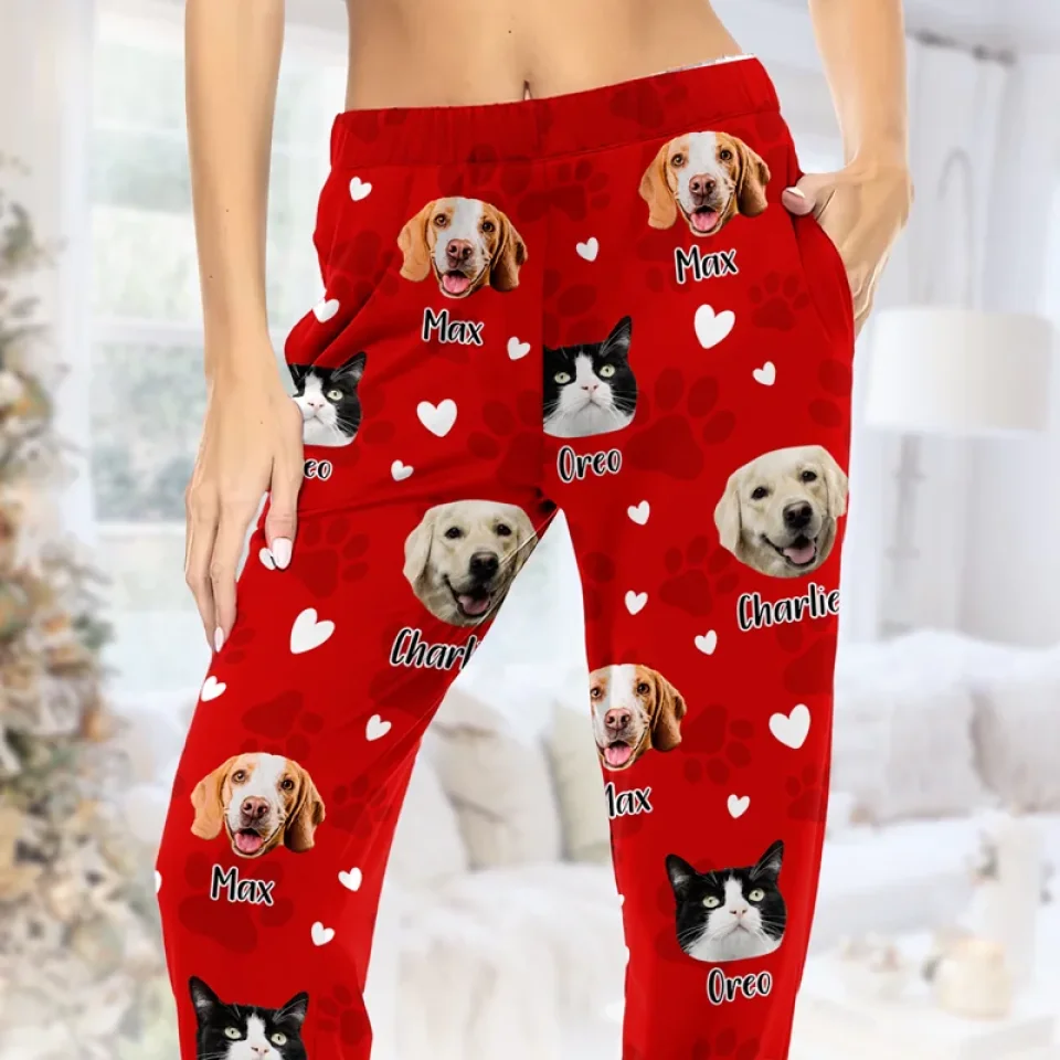 Custom Photo Pawsitively Festive And Full Of Cheer - Dog & Cat Personalized Custom Pajama Pants - Christmas Gift For Pet Owners, Pet Lovers - Image 2