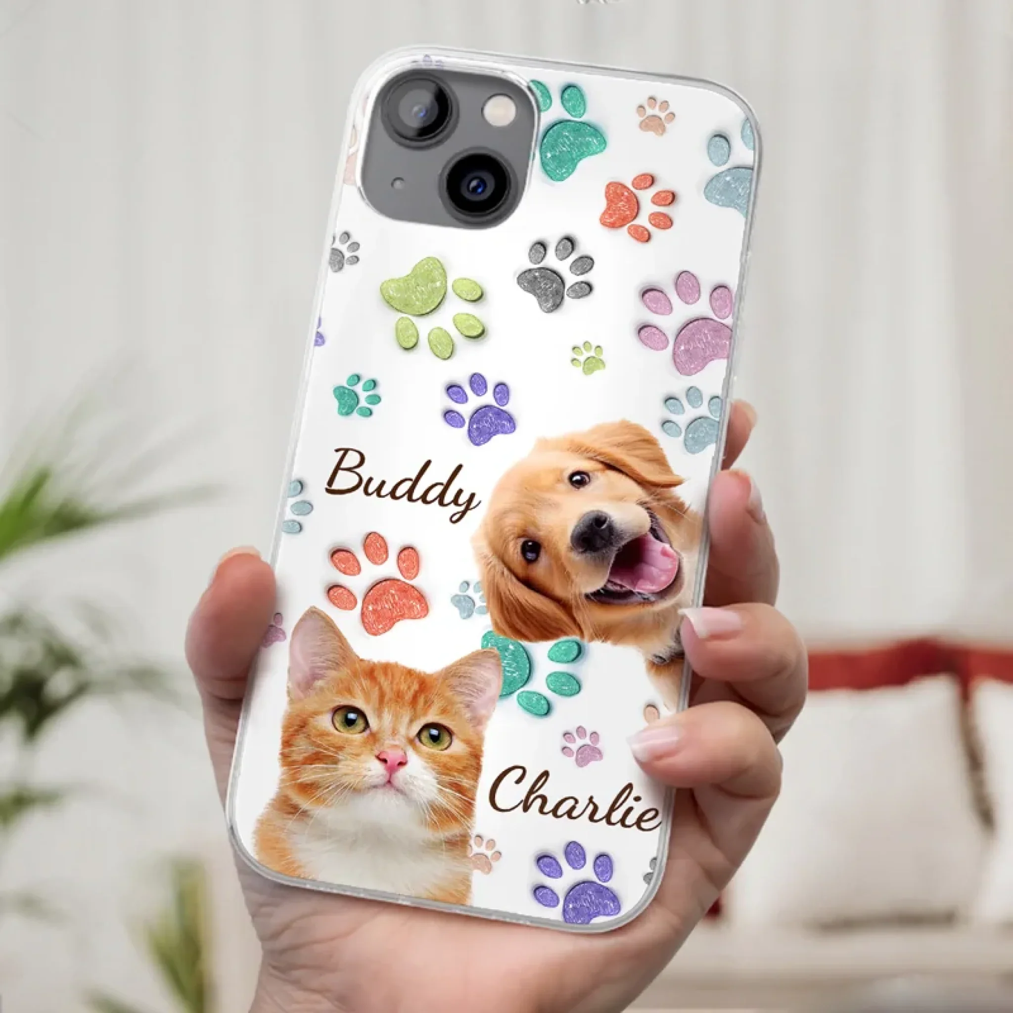 Custom Photo Pawsitively In Love - Dog & Cat Personalized Custom 3D Inflated Effect Printed Clear Phone Case - Gift For Pet Owners, Pet Lovers - Image 32