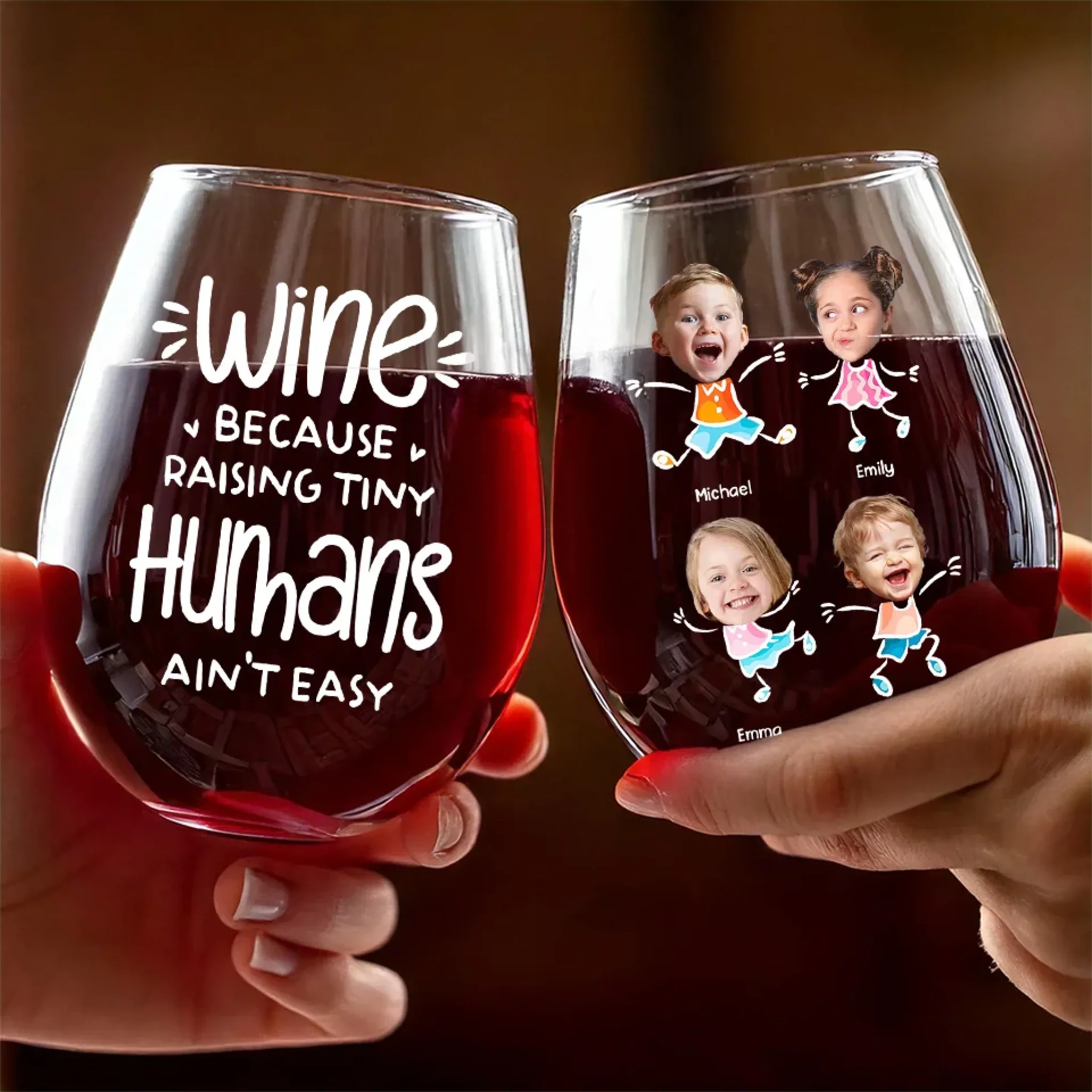 Custom Photo Perfect For The Mom Or Grandma Who Means The World To You - Family Personalized Custom Wine Glass - Gift For Mom, Grandma - Image 3