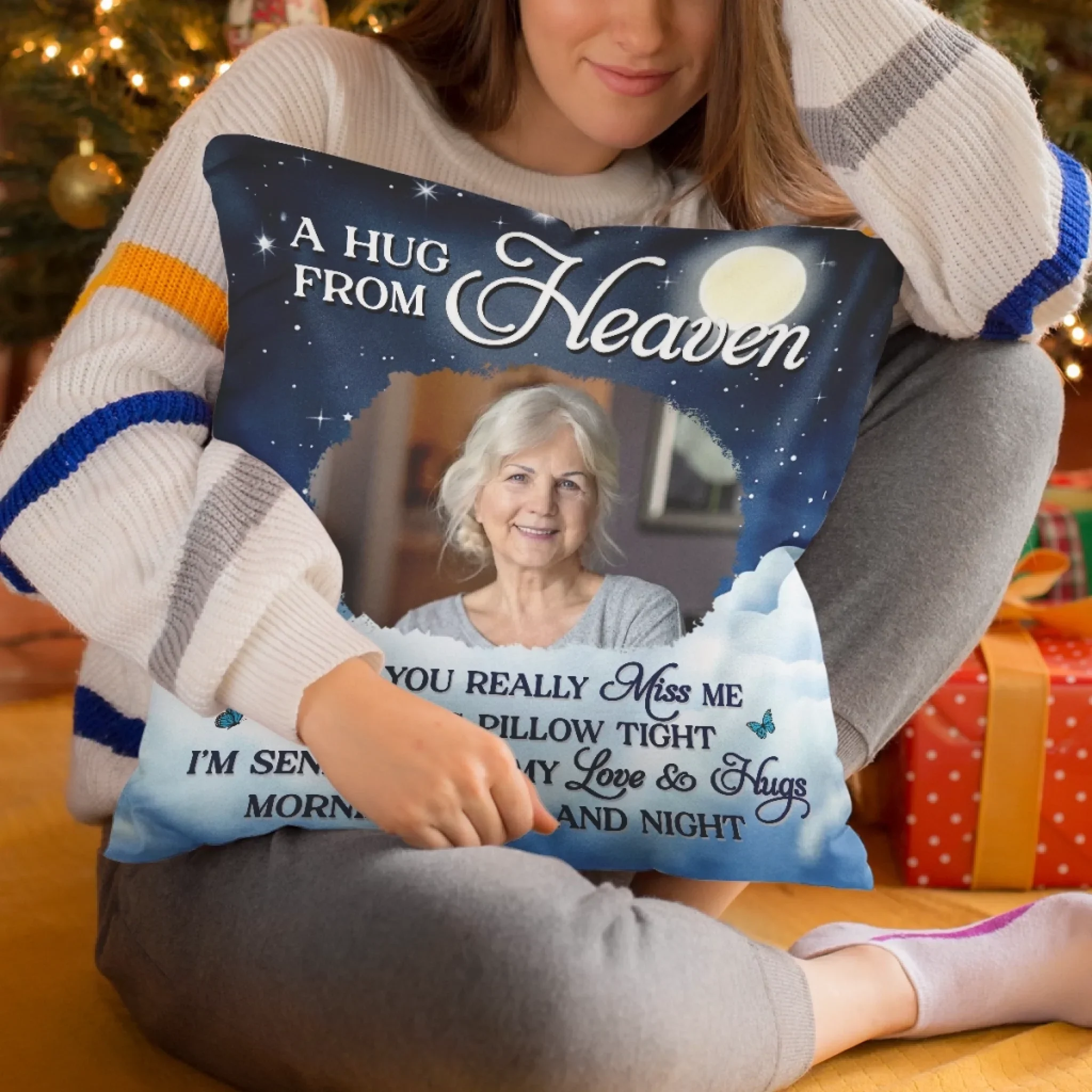 Custom Photo Pillow - Personalized Christmas Memorial Sympathy Gifts For Loss Of Mom, Dad - Forever Remembered - Image 5