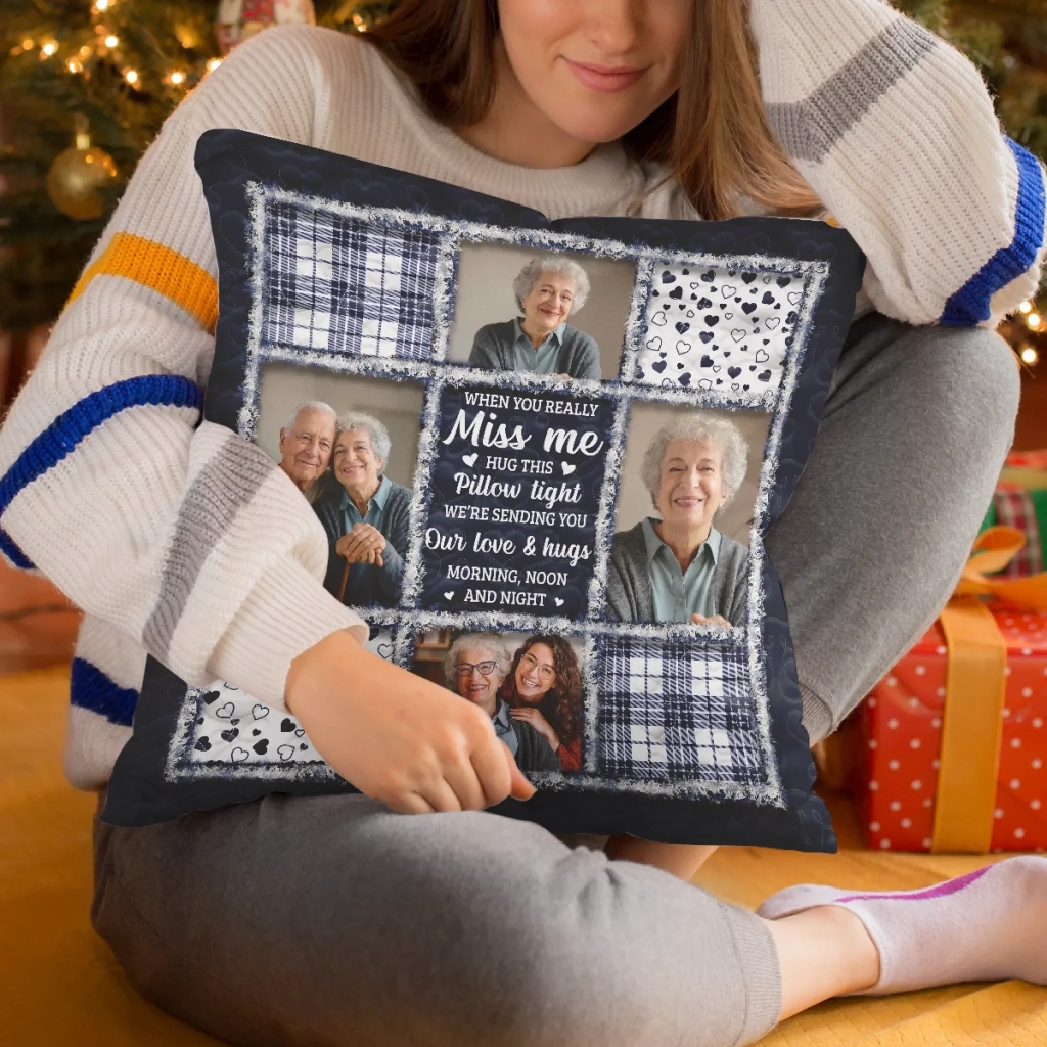 Custom Photo Pillow - Personalized Memorial Sympathy Gifts For Loss Of Mom, Dad - Heaven Says Hello - Image 5