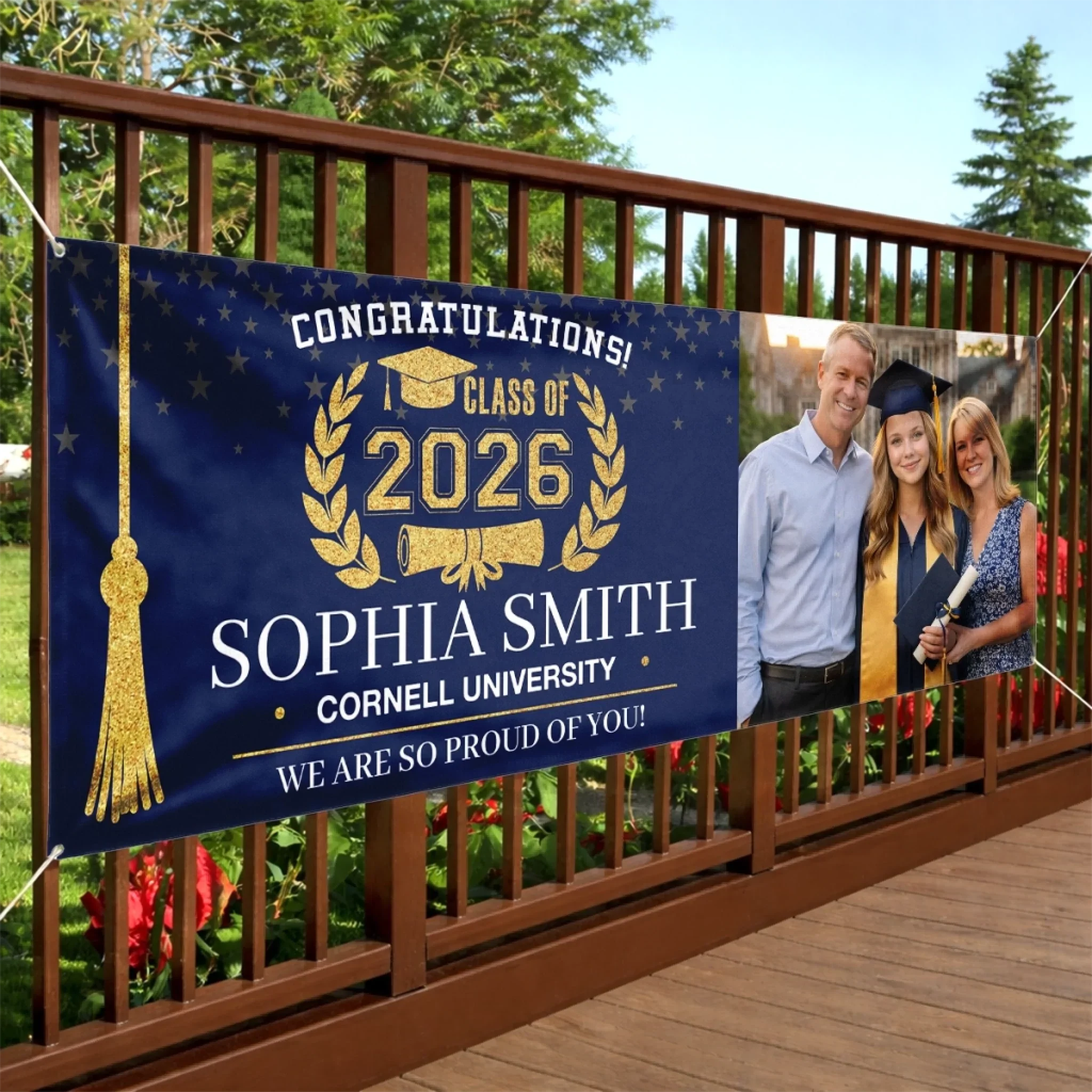 Custom Photo Polyester Outdoor Banner - Personalized Graduation Gifts For Him, Her - Next Stop, Greatness - Image 3