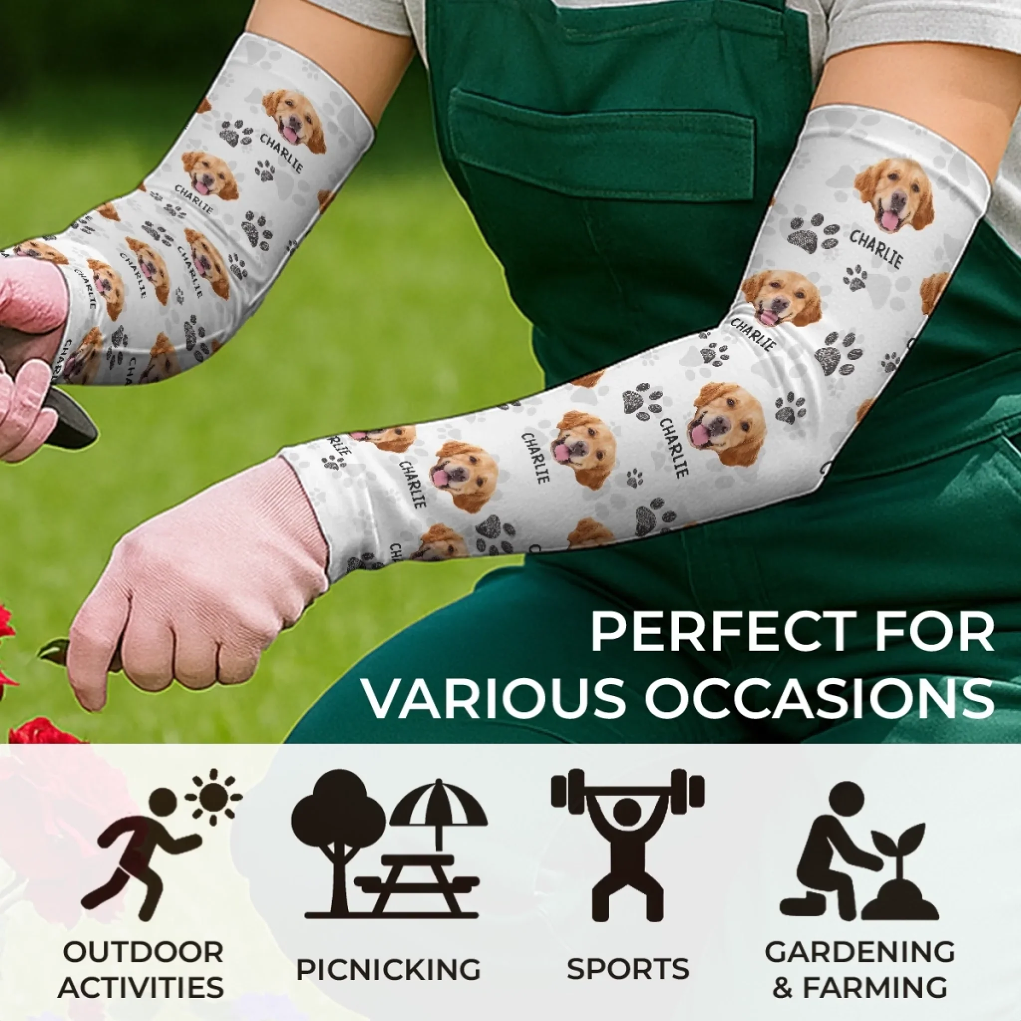Custom Photo Powered By Paws And Unconditional Love - Dog & Cat Personalized Custom Tattoo Arm Sleeve - Summer Vacation Gift For Pet Owners, Pet Lovers - Image 4