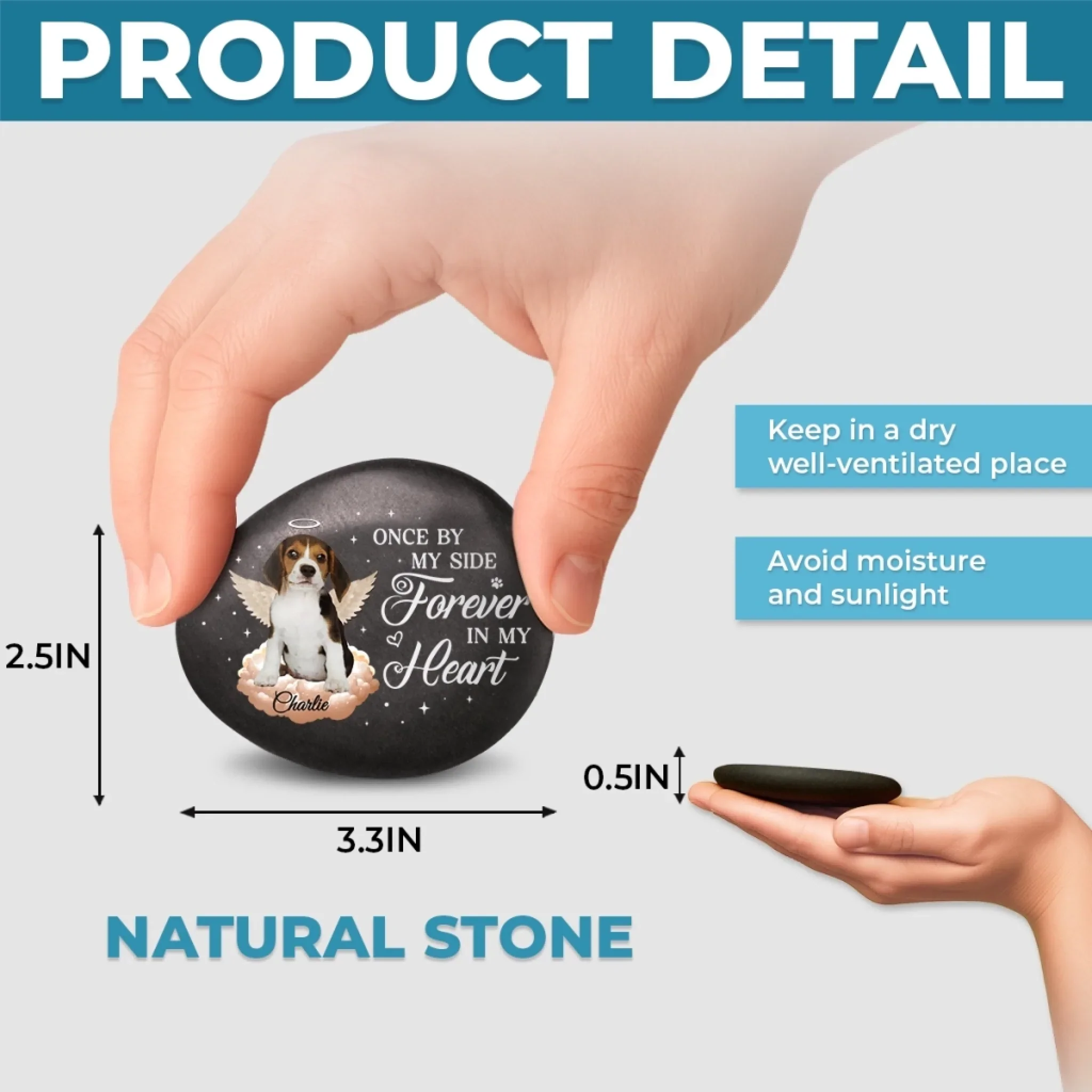 Custom Photo Printed Rock - Personalized Pet Memorial Gifts For Dogs, Cats - Love Lives On Forever - Image 5