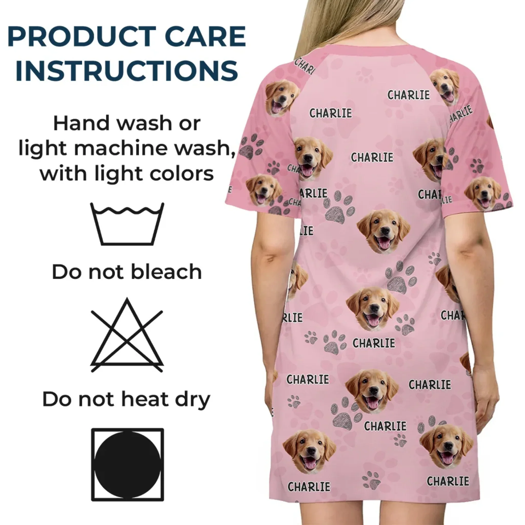 Custom Photo Pure Joy Comes From Wagging Tails - Dog & Cat Personalized Custom Women's Sleep Tee - Gift For Pet Owners, Pet Lovers - Image 4