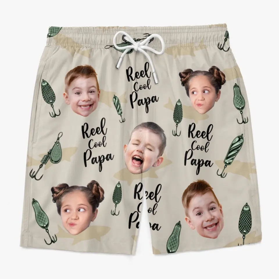 Custom Photo Reel Cool Papa - Family Personalized Custom Tropical Hawaiian Aloha Men Beach Shorts - Summer Vacation Gift For Dad, Grandpa - Image 4