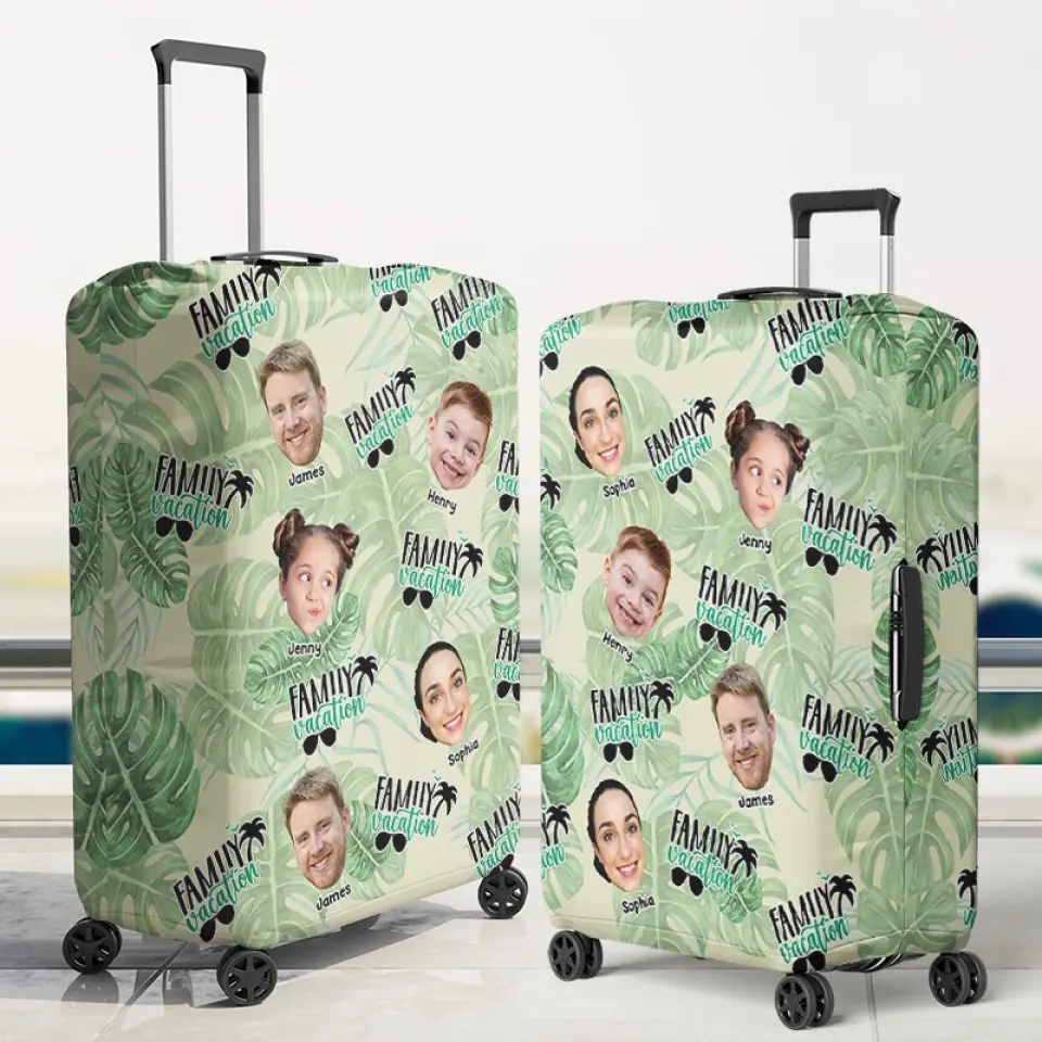 Custom Photo Remember That Happiness Is A Way Of Travel - Family Personalized Custom Luggage Cover - Summer Vacation Gift For Family Members - Image 3
