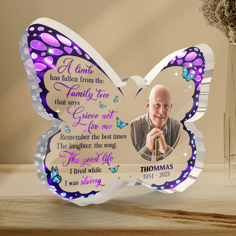 Custom Photo Remember The Best Times - Memorial Personalized Custom Butterfly Shaped Acrylic Plaque - Sympathy Gift, Gift For Family Members - Image 2
