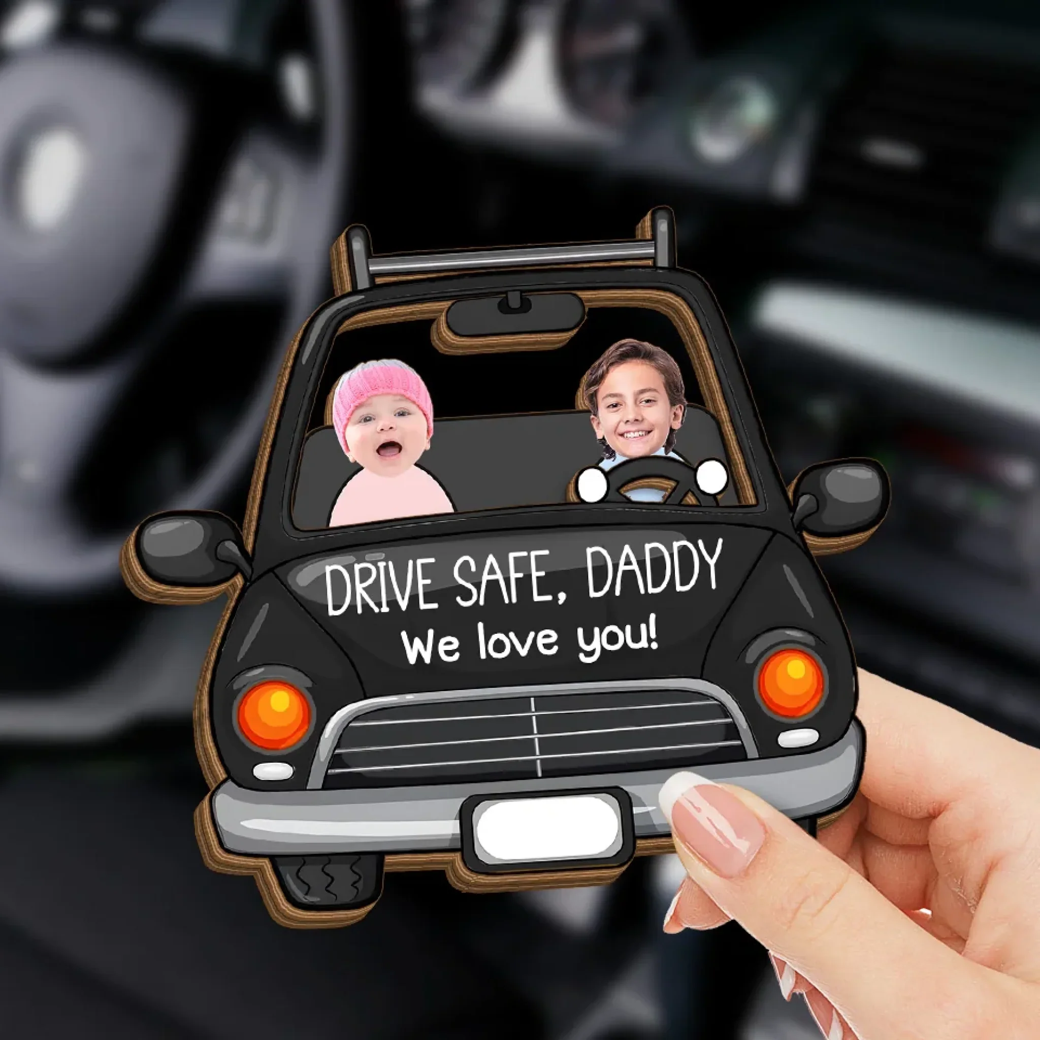 Custom Photo Safe Travels, We Love You Lots - Family Personalized Custom Car Visor Clip - Gift For Family Members - Image 3