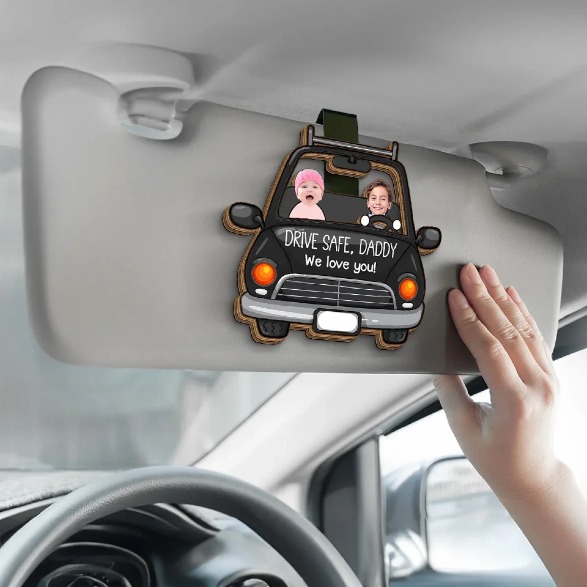 Custom Photo Safe Travels, We Love You Lots - Family Personalized Custom Car Visor Clip - Gift For Family Members - Image 4
