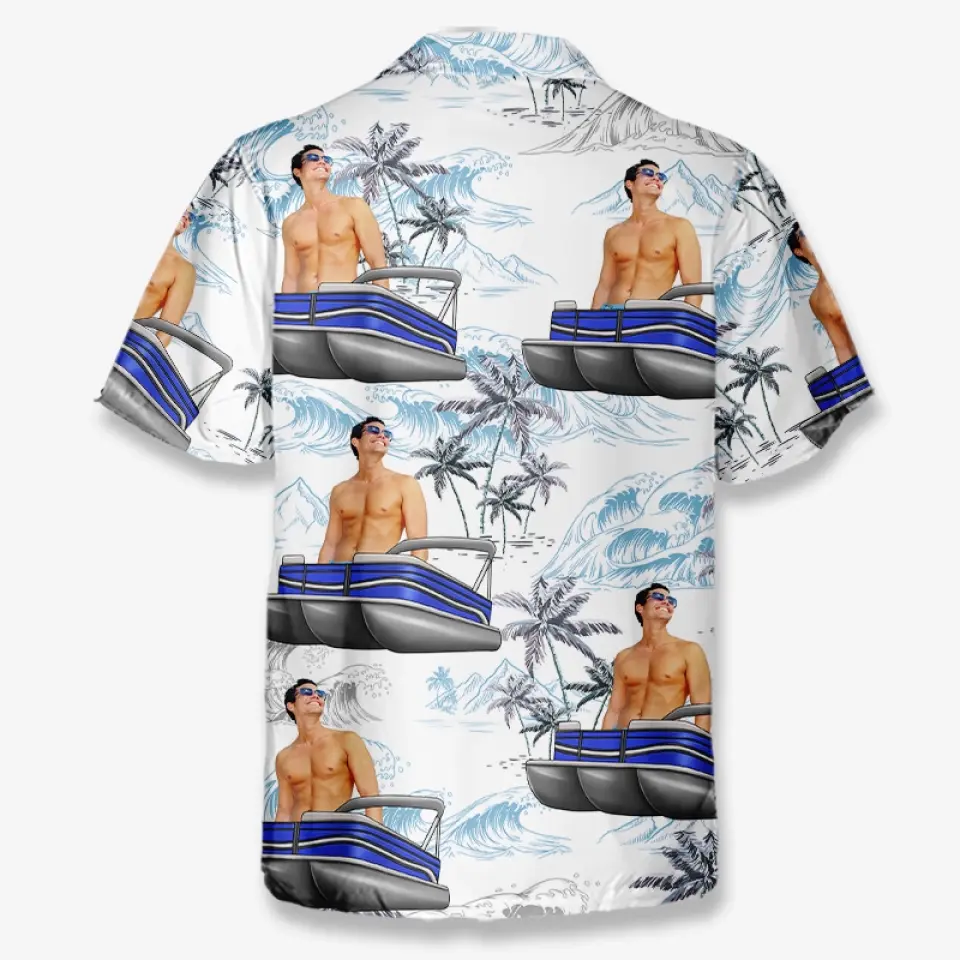 Custom Photo Sailing Into Serenity - Family Personalized Custom Unisex Tropical Hawaiian Aloha Shirt - Gift For Family Members, Pontoon Lovers - Image 6