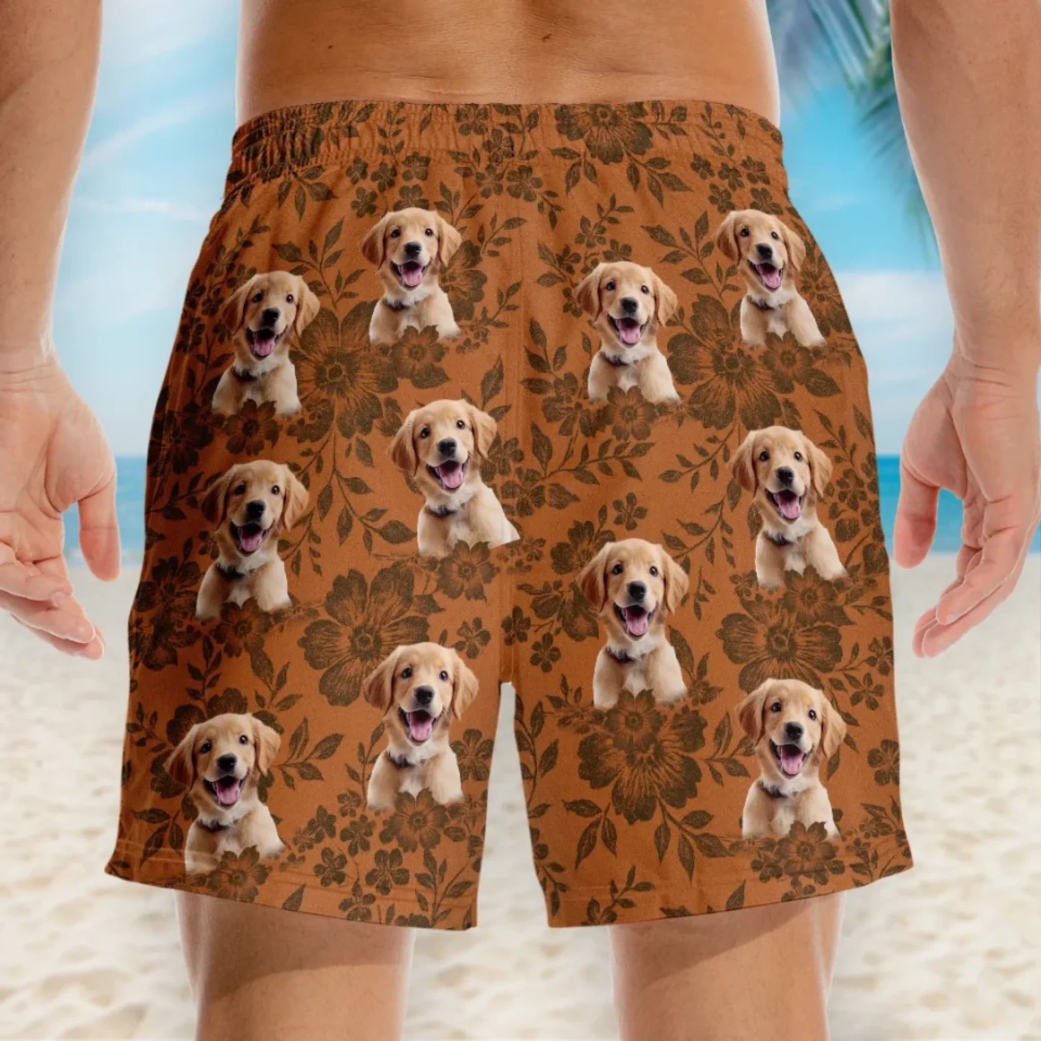 Custom Photo Sandy Paws & Aloha Days - Dog & Cat Personalized Custom Tropical Hawaiian Aloha Men Beach Shorts - Summer Vacation Gift For Pet Owners, Pet Lovers - Image 3
