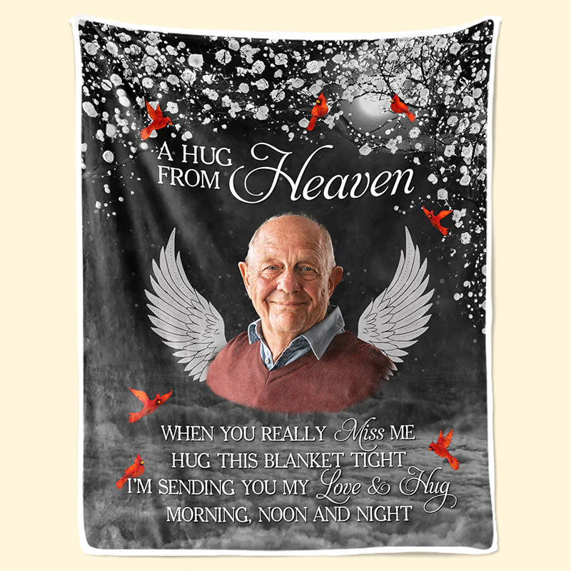 Custom Photo Sending You My Hug - Memorial Personalized Custom Blanket - Christmas Gift, Sympathy Gift For Family Members - Image 2
