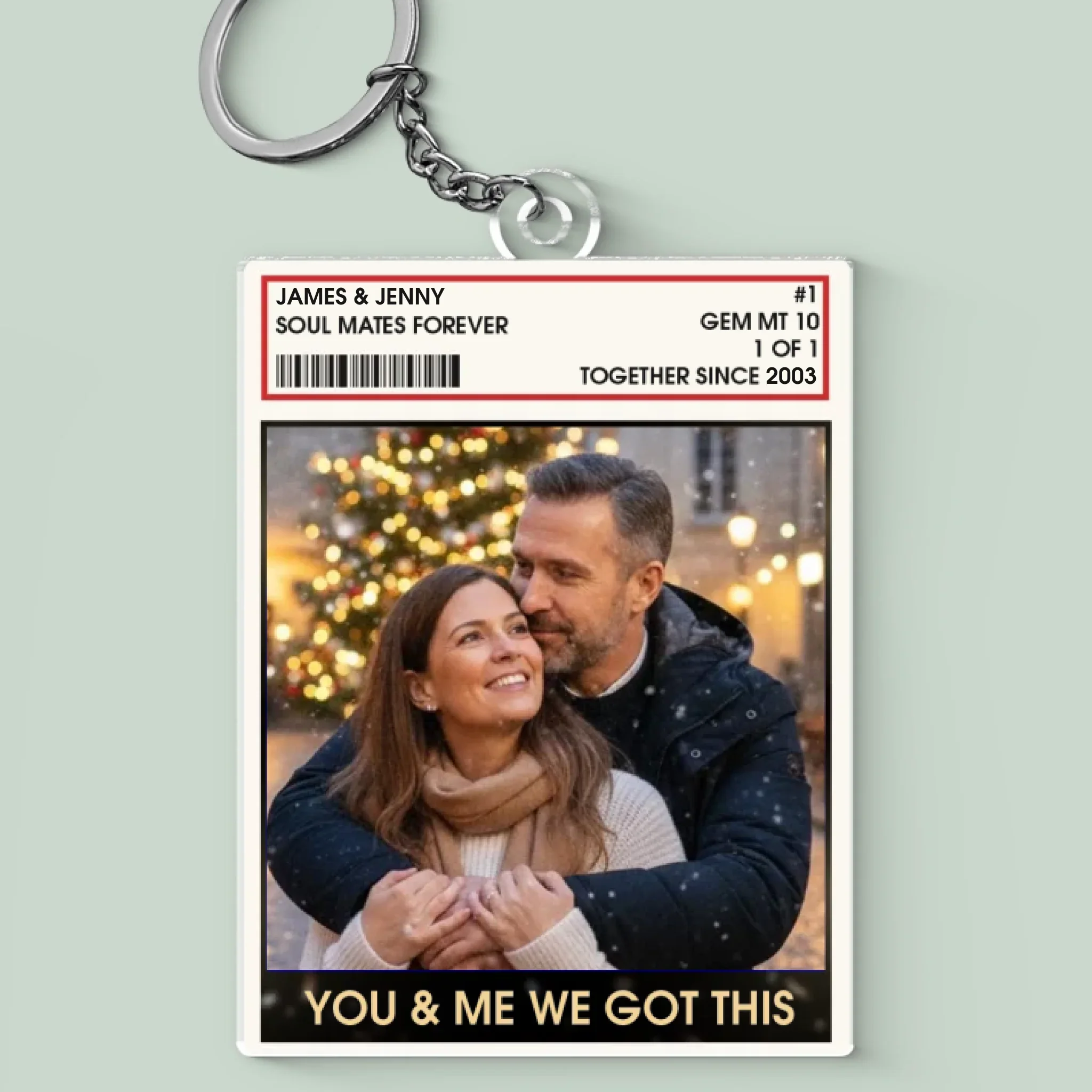 Custom Photo Shaped Acrylic Keychain - Personalized Anniversary Wedding Gifts For Husband And Wife, Him And Her - Love Grows Stronger Here - Image 2
