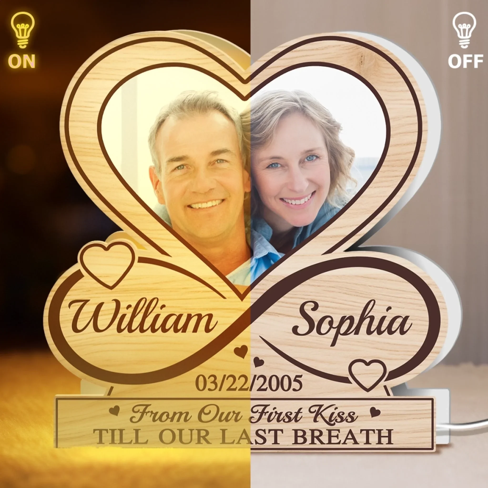 Custom Photo Shaped Light Box - Personalized Anniversary Wedding Gifts For Husband And Wife, Him And Her - Our Love, Our Forever - Image 4