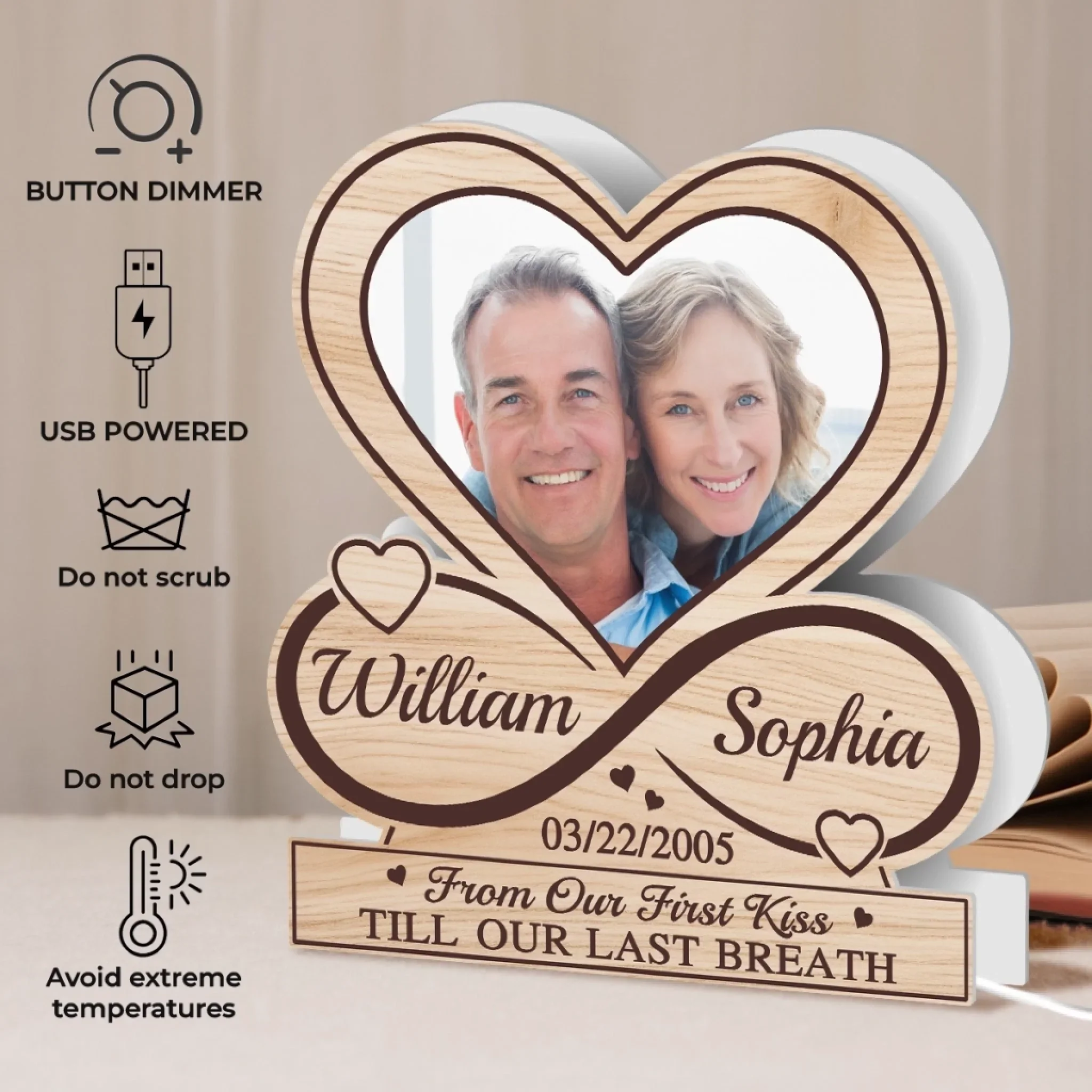Custom Photo Shaped Light Box - Personalized Anniversary Wedding Gifts For Husband And Wife, Him And Her - Our Love, Our Forever - Image 5