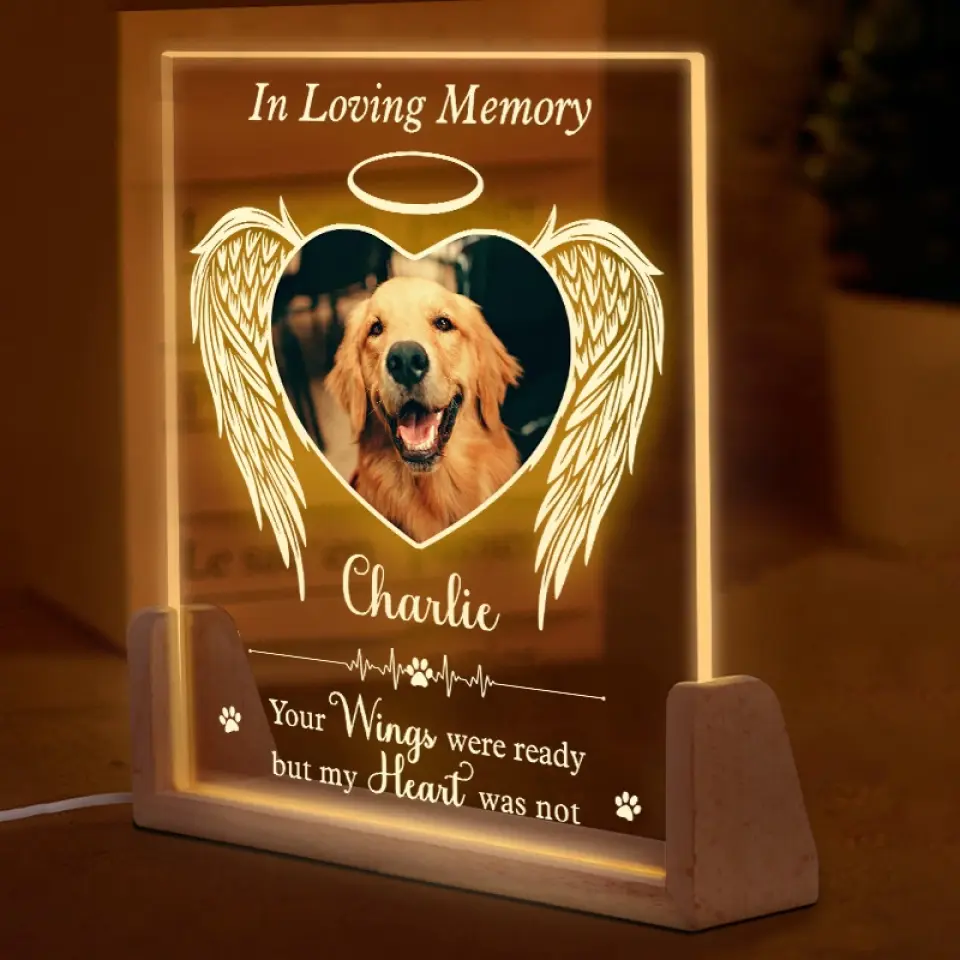 Custom Photo Shine In My Heart - Memorial Personalized Custom Shaped 3D LED Walnut Night Light - Sympathy Gift For Pet Owners, Pet Lovers - Image 3