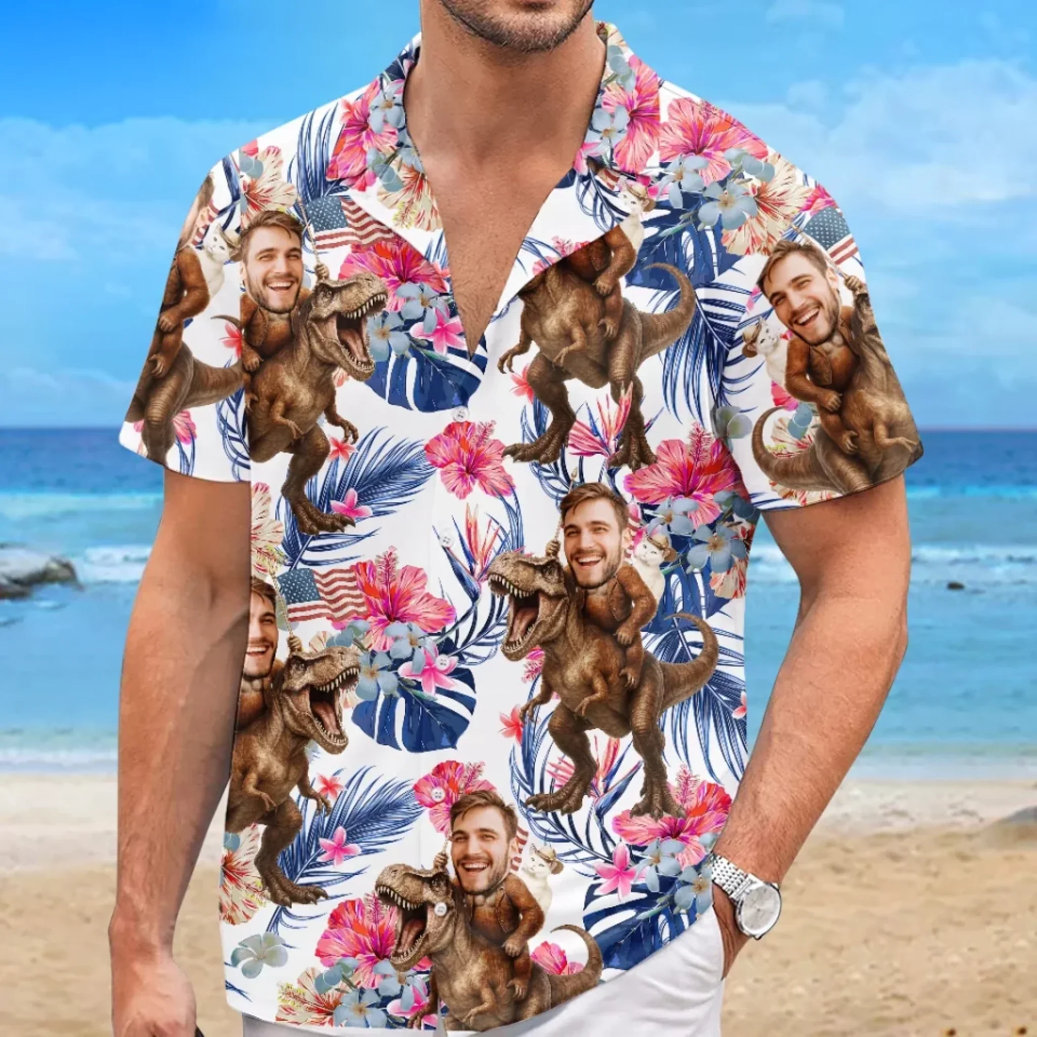 Custom Photo Some Call It Chaos, I Call It A Beach Trip - Funny Personalized Custom Unisex Tropical Hawaiian Aloha Shirt - Summer Vacation Gift, Gift For Family Members, Best Friends, Siblings, Travel Lovers - Image 4