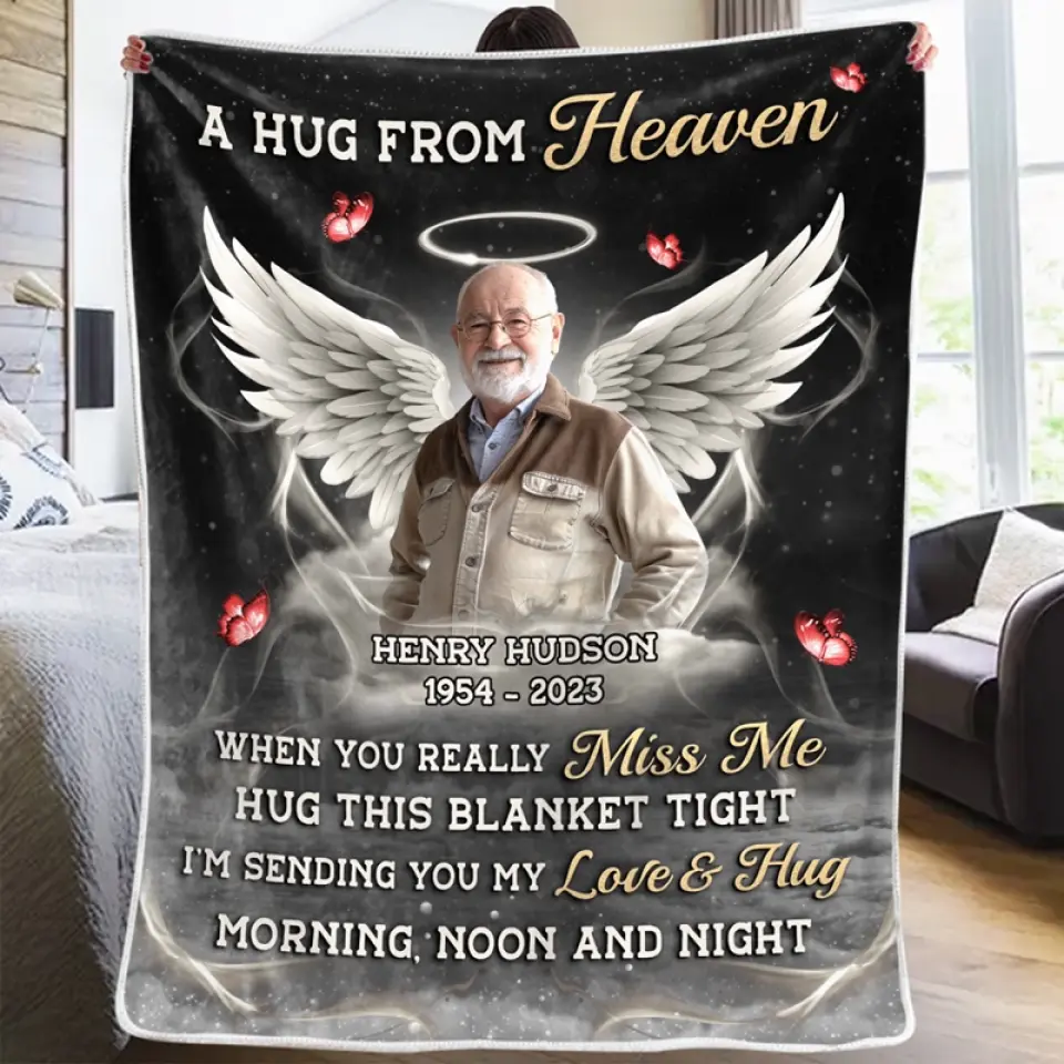 Custom Photo Some Memories Are Created With Hugs - Memorial Personalized Custom Blanket - Sympathy Gift For Family Members - Image 3