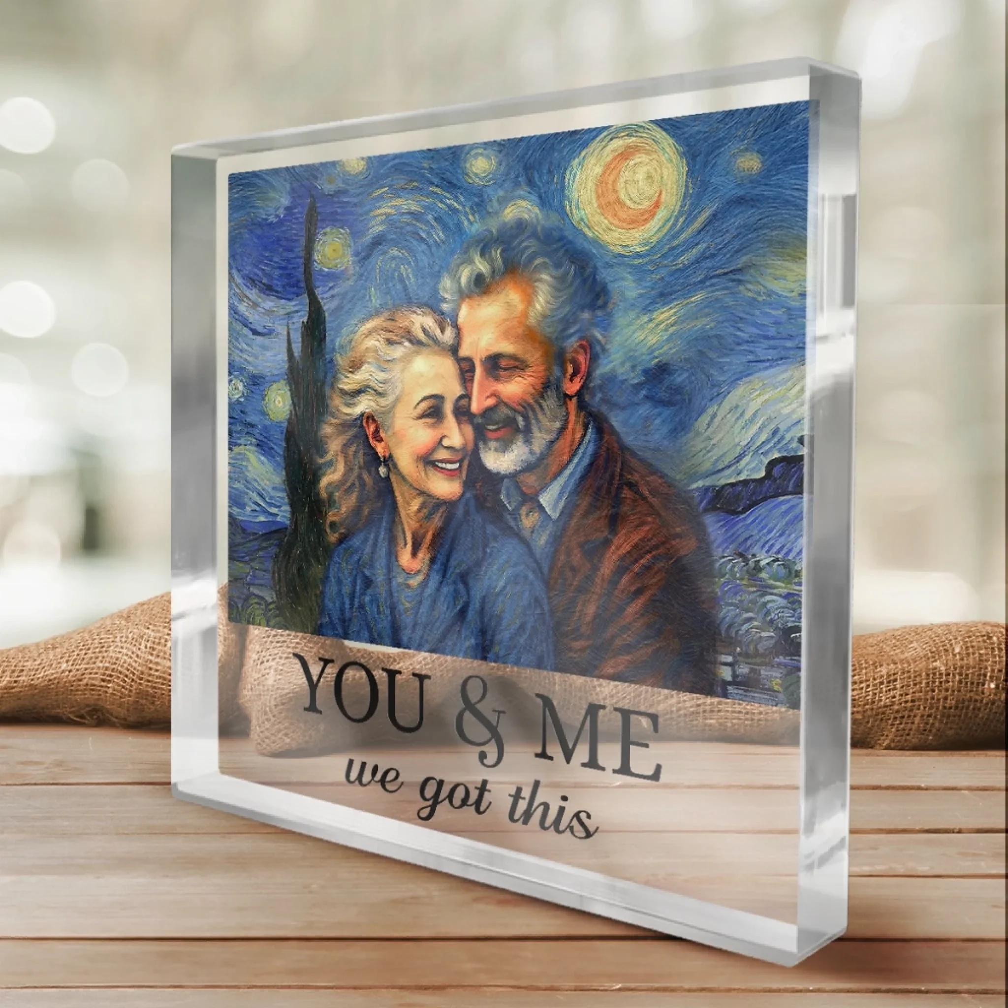 Custom Photo Square Shaped Acrylic Plaque - Personalized  Anniversary Wedding Gifts For Husband And Wife, Him And Her - You & Me, Written In The Stars - Image 4