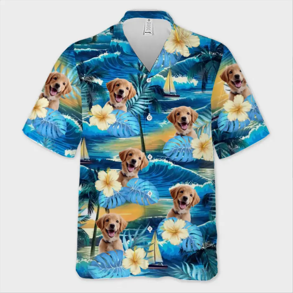 Custom Photo Summertime Is Calling Me - Dog & Cat Personalized Custom Unisex Tropical Hawaiian Aloha Shirt - Summer Vacation Gift, Gift For Pet Owners, Pet Lovers - Image 2