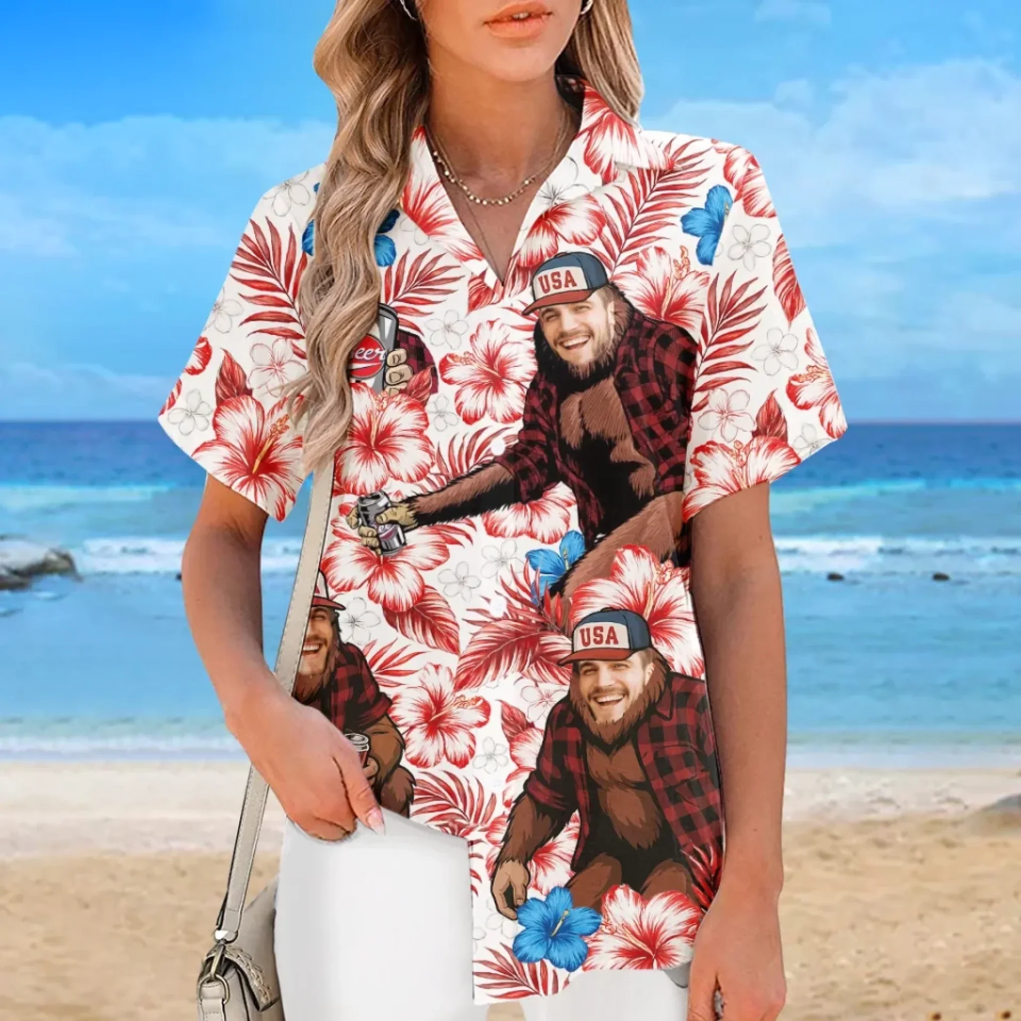 Custom Photo Sun’s Out, Fun’s Out - Funny Personalized Custom Unisex Tropical Hawaiian Aloha Shirt - Summer Vacation Gift, Gift For Family Members, Best Friends, Siblings, Travel Lovers - Image 5