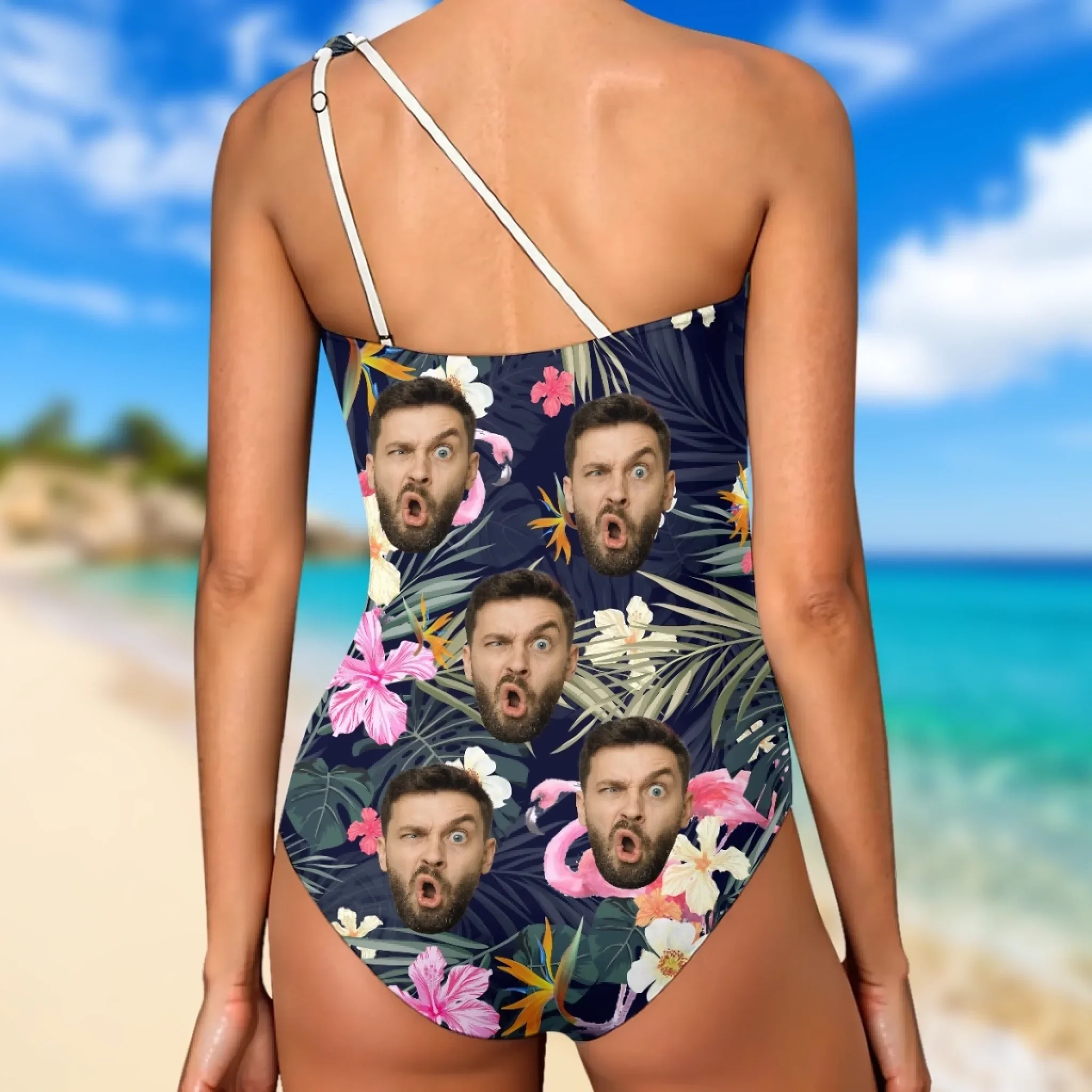 Custom Photo Sun’s Out, Sass Out - Couple Personalized Custom One Piece Swimsuit - Summer Vacation Gift For Wife, Anniversary - Image 4