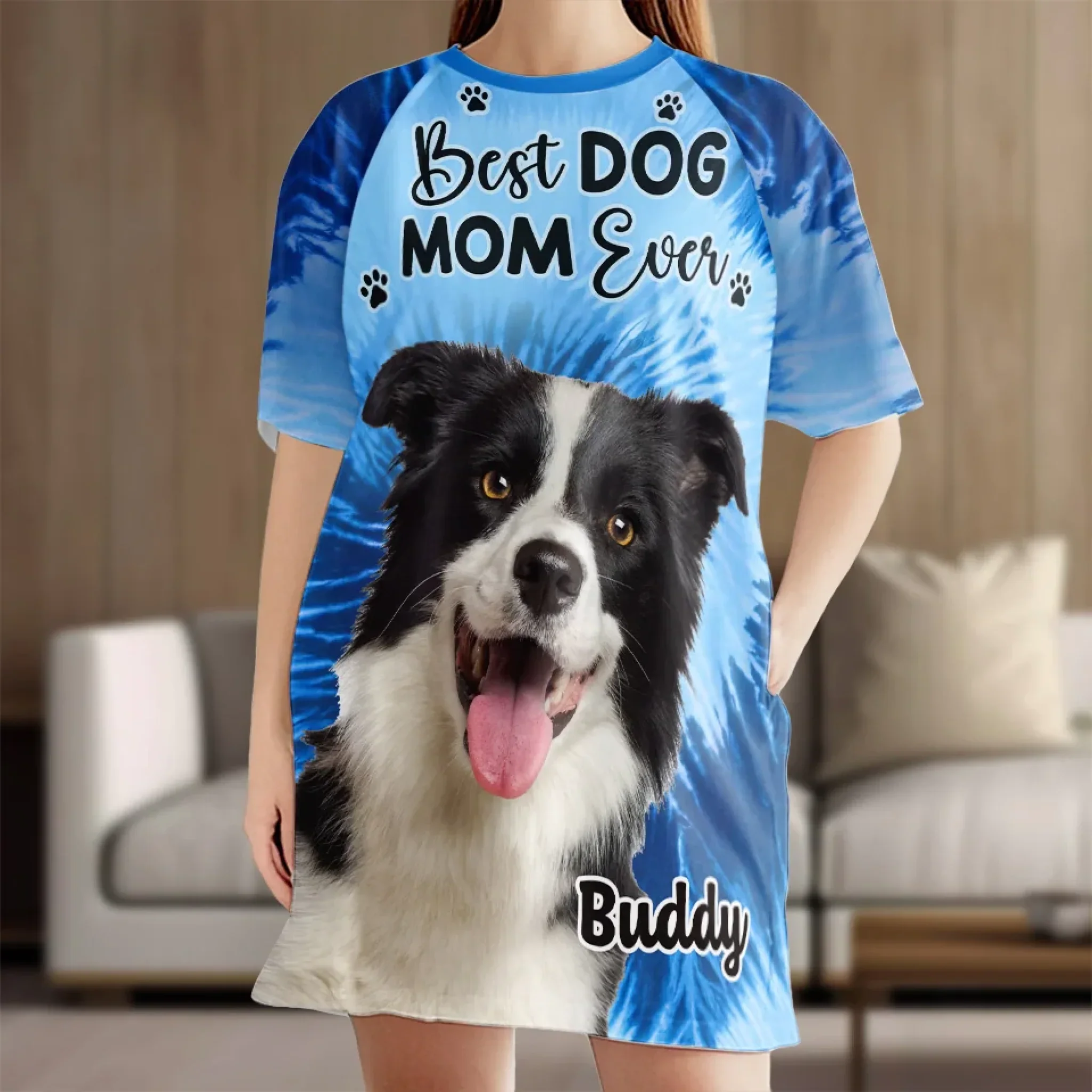 Custom Photo Tail Wags Equal Endless Happiness - Dog & Cat Personalized Custom Women's Sleep Tee - Gift For Pet Owners, Pet Lovers - Image 3