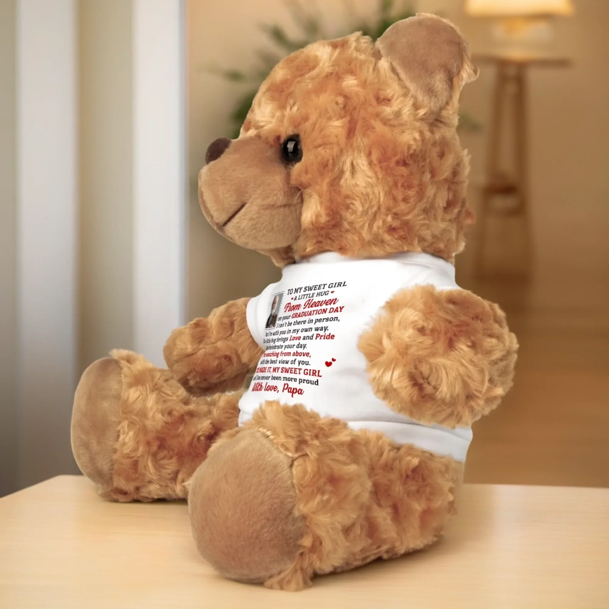 Custom Photo Teddy Bear Plush - Personalized Graduation, Memorial Sympathy Gift For Family Members, Siblings, Brothers, Sisters - A Gentle Hug From Heaven - Image 3