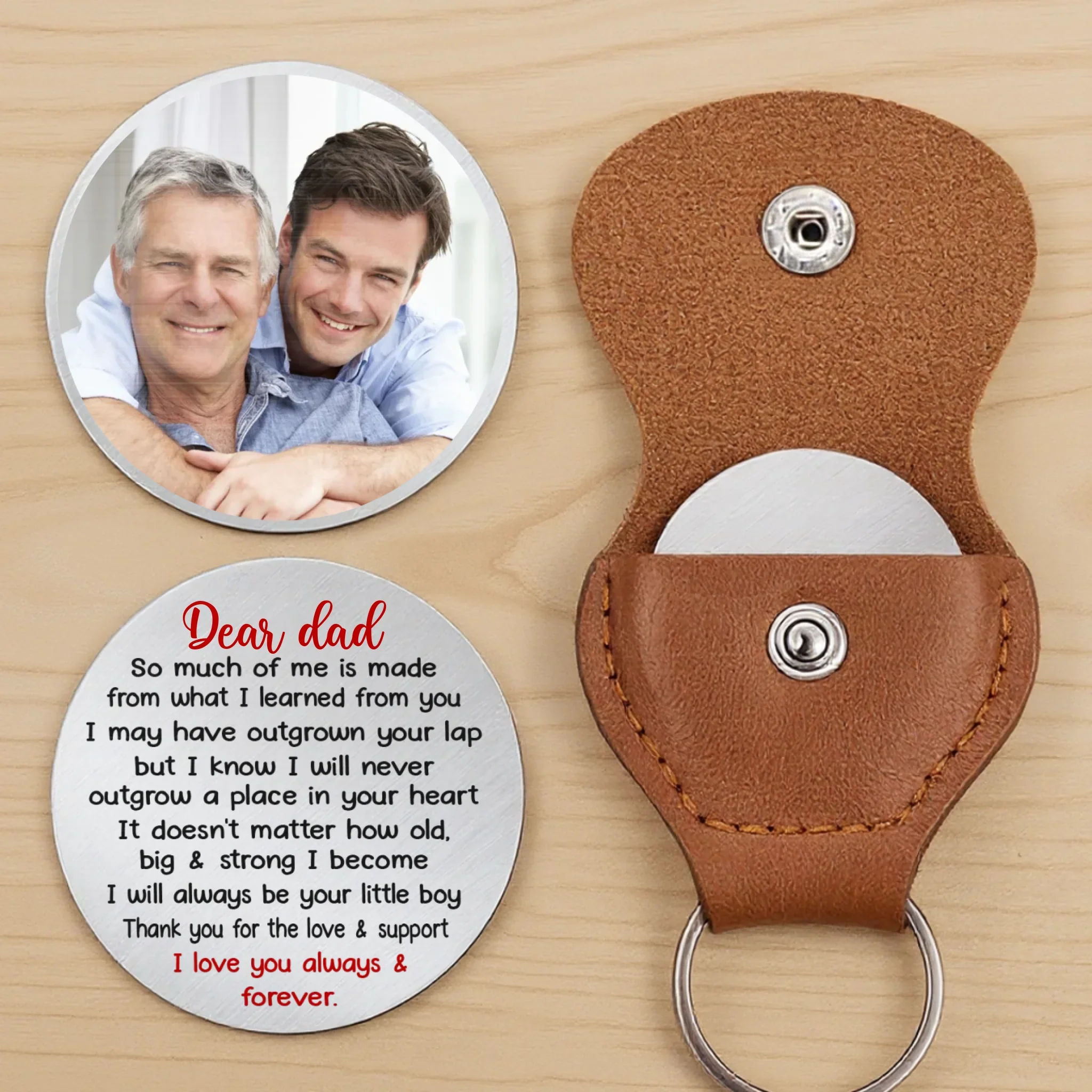 Custom Photo Thank You For Always Being My Guide - Family Personalized Custom Pocket Hug - Father's Day, Gift For Dad, Grandpa, Son, Daughter, Grandson, Granddaughter - Image 2