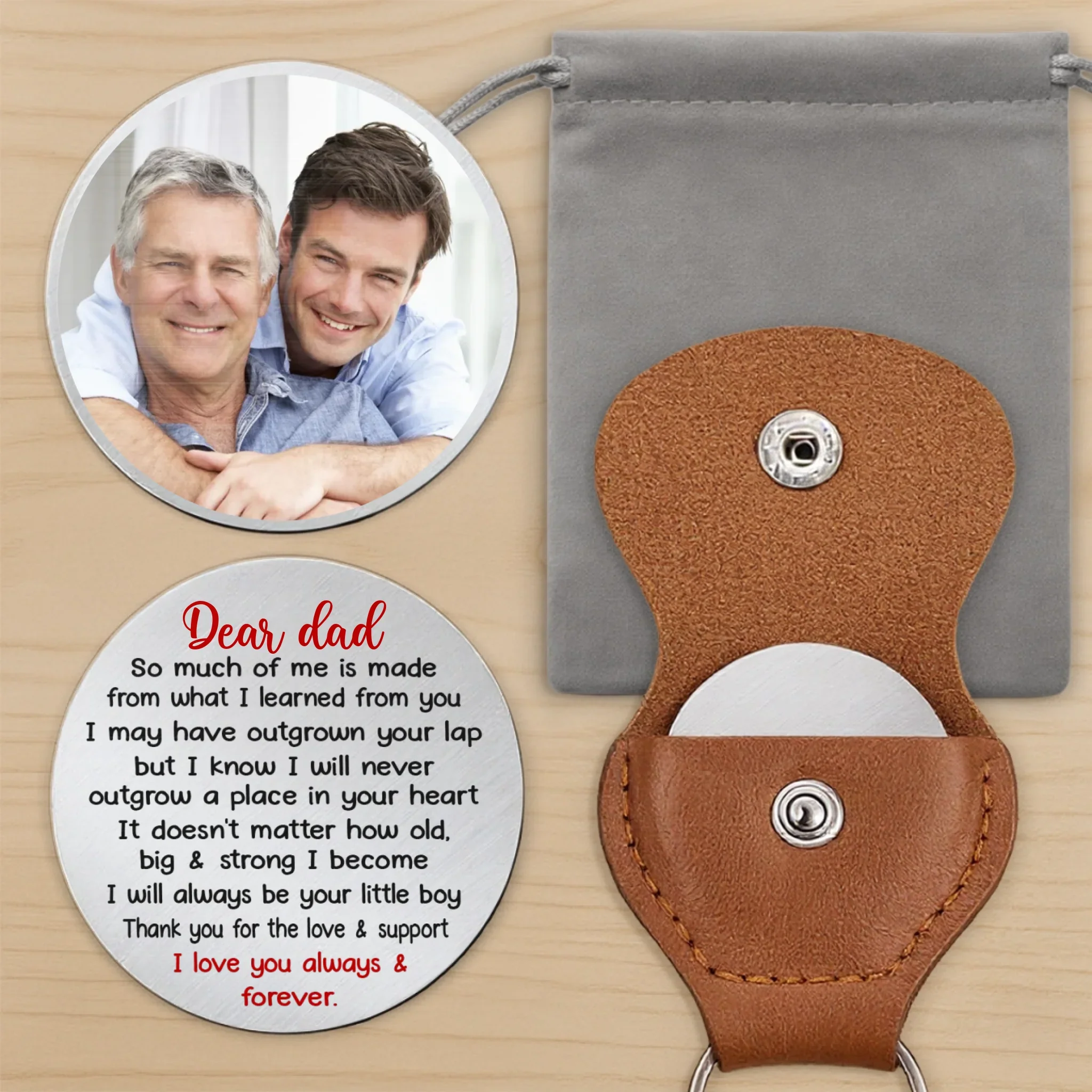 Custom Photo Thank You For Always Being My Guide - Family Personalized Custom Pocket Hug - Father's Day, Gift For Dad, Grandpa, Son, Daughter, Grandson, Granddaughter - Image 7