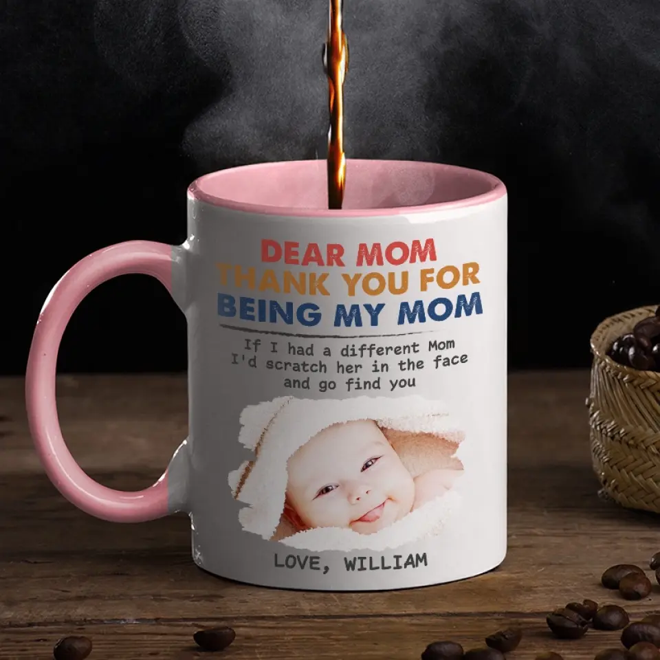 Custom Photo Thank You For Being My Mom - Family Personalized Custom Accent Mug - Gift For Family Members - Image 3