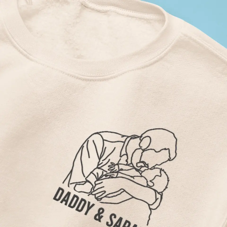 Custom Photo The Best Dad Ever - Family Personalized Custom Line Embroidered Sweatshirt - Father's Day, Gift For Dad - Image 3