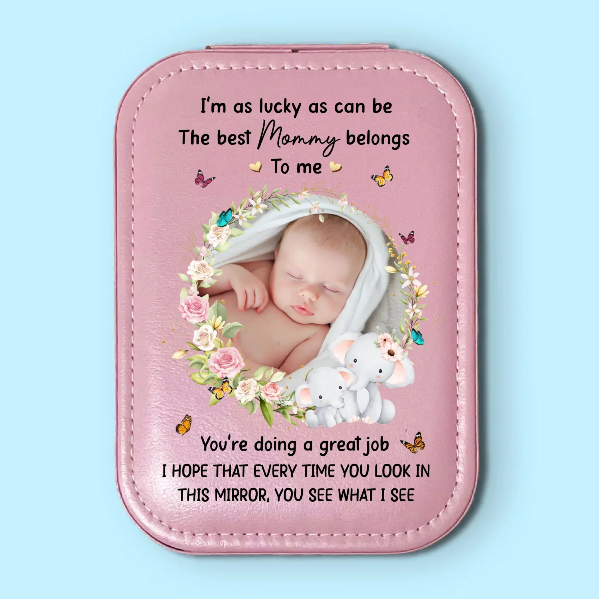 Custom Photo The Best Mommy Belongs To Me - Family Personalized Custom Jewelry Box LED Makeup - Gift For Mom, Pregnancy, Newborn Baby - Image 3