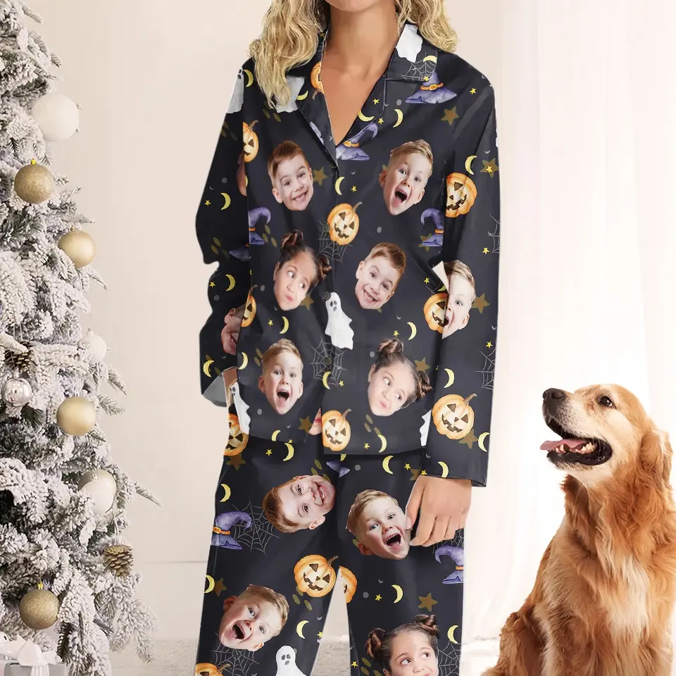 Custom Photo The Bigger The Family, The Greater The Crazy - Family Personalized Custom Pajamas - Halloween Gift For Family Members - Image 3