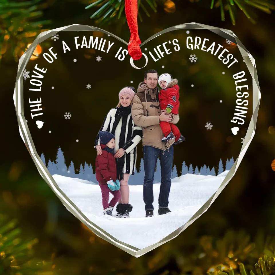 Custom Photo The Love Between Family Is Forever - Family Personalized Custom Heart Glass Ornament - Christmas Gift For Family Members - Image 2