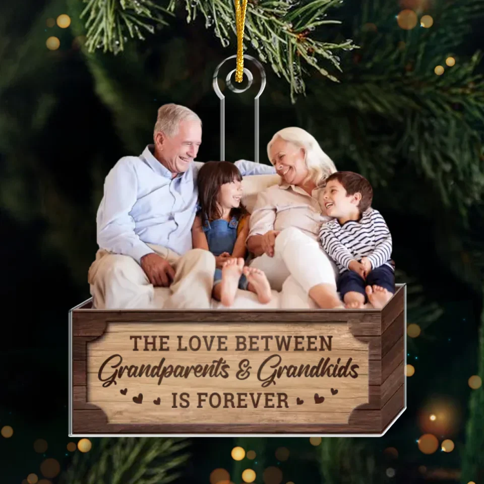 Custom Photo The Love Between Grandparents And Grandkids Is Forever - Family Personalized Custom Ornament - Acrylic Custom Shaped - Christmas Gift For Grandma, Grandpa - Image 2