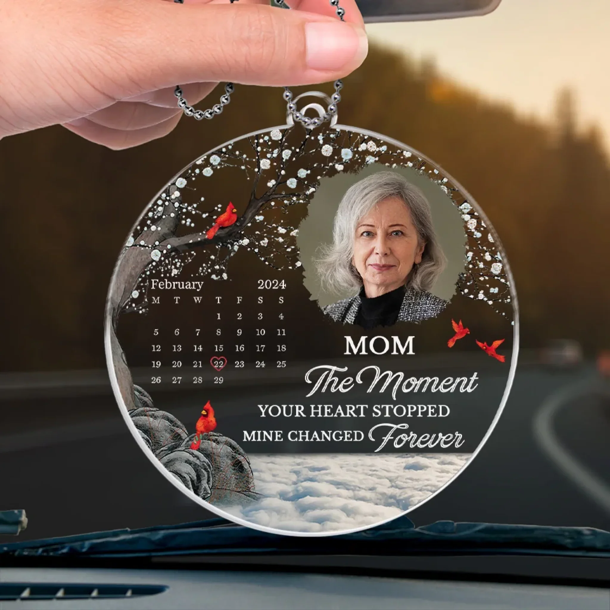 Custom Photo The Moment Your Heart Stopped, Mine Changed Forever - Memorial Personalized Custom Car Ornament - Acrylic Custom Shaped - Sympathy Gift For Family Members - Image 4