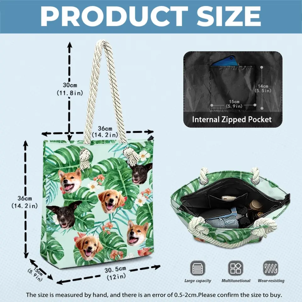 Custom Photo The Ocean's Waves Are Beckoning - Dog & Cat Personalized Custom Beach Bag - Summer Vacation Gift For Pet Owners, Pet Lovers - Image 6