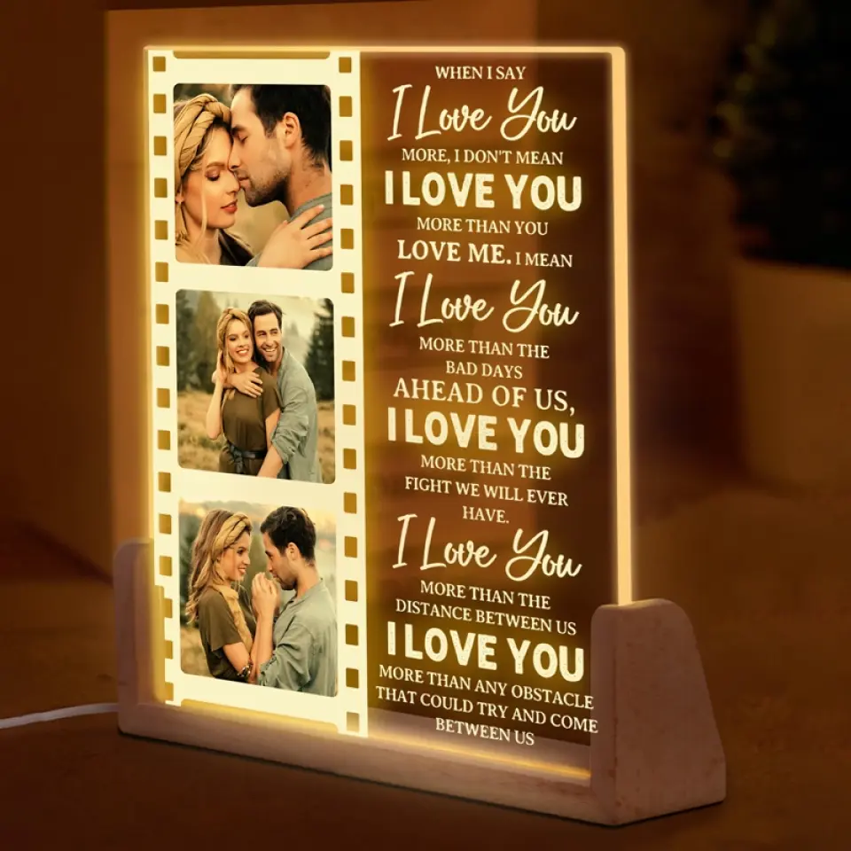 Custom Photo The One Whom My Soul Loves - Couple Personalized Custom Shaped 3D LED Walnut Night Light - Gift For Husband Wife, Anniversary - Image 3